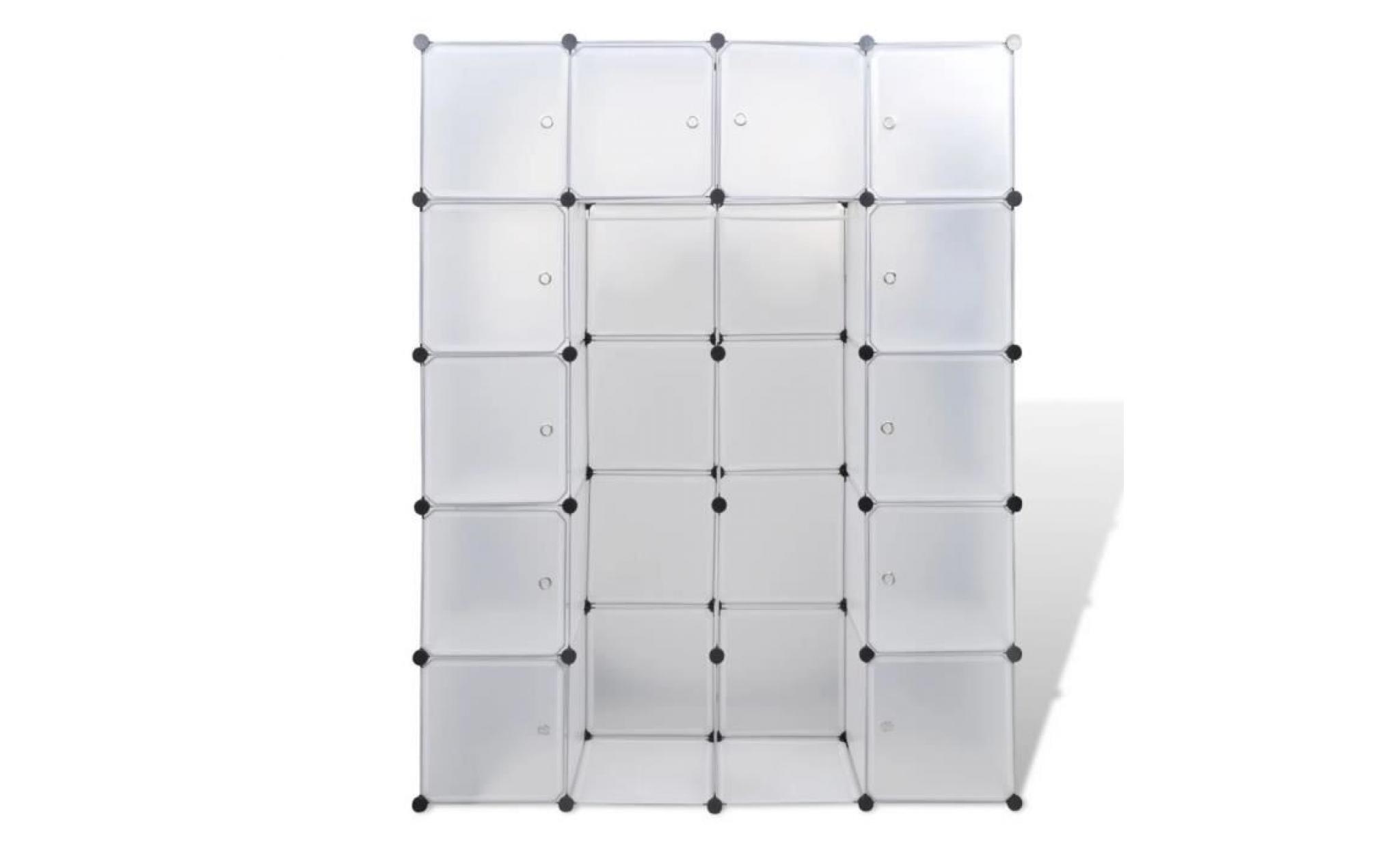 cabinet modulable armoire de chambre avec 14 compartiments blanc 37x146x180,5 cm pas cher