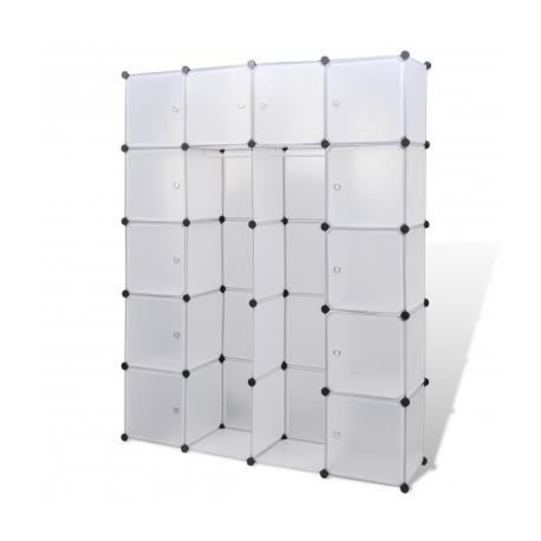 Cabinet modulable blanc avec 14 compartiments 37 x 150 x 190 cm