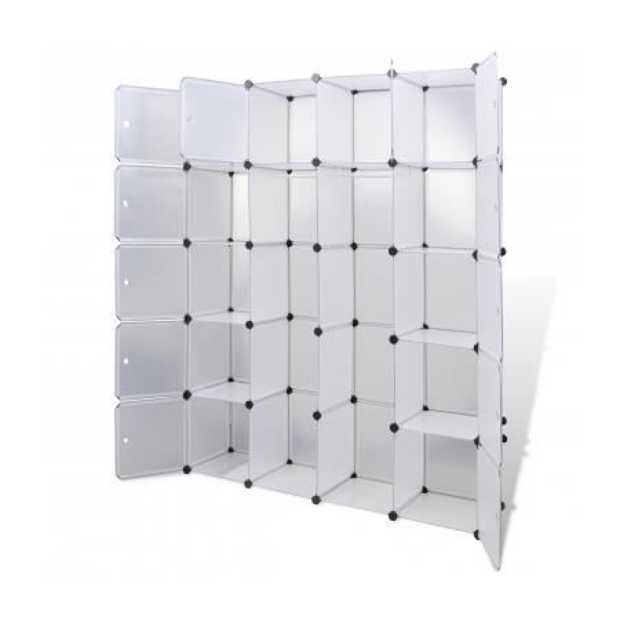 Cabinet modulable blanc avec 14 compartiments 37 x 150 x 190 cm pas cher