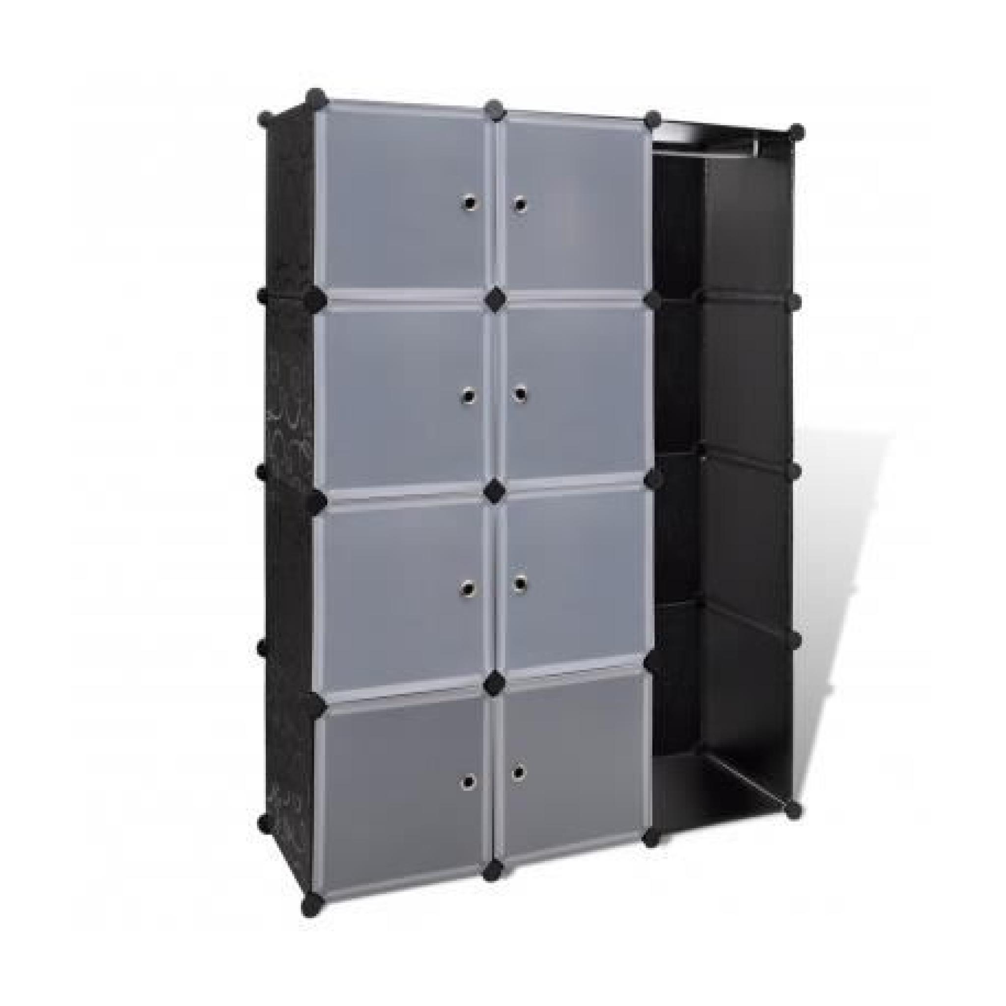 Cabinet modulable noir et blanc avec 9 compartiments 37 x 115 x 150cm pas cher