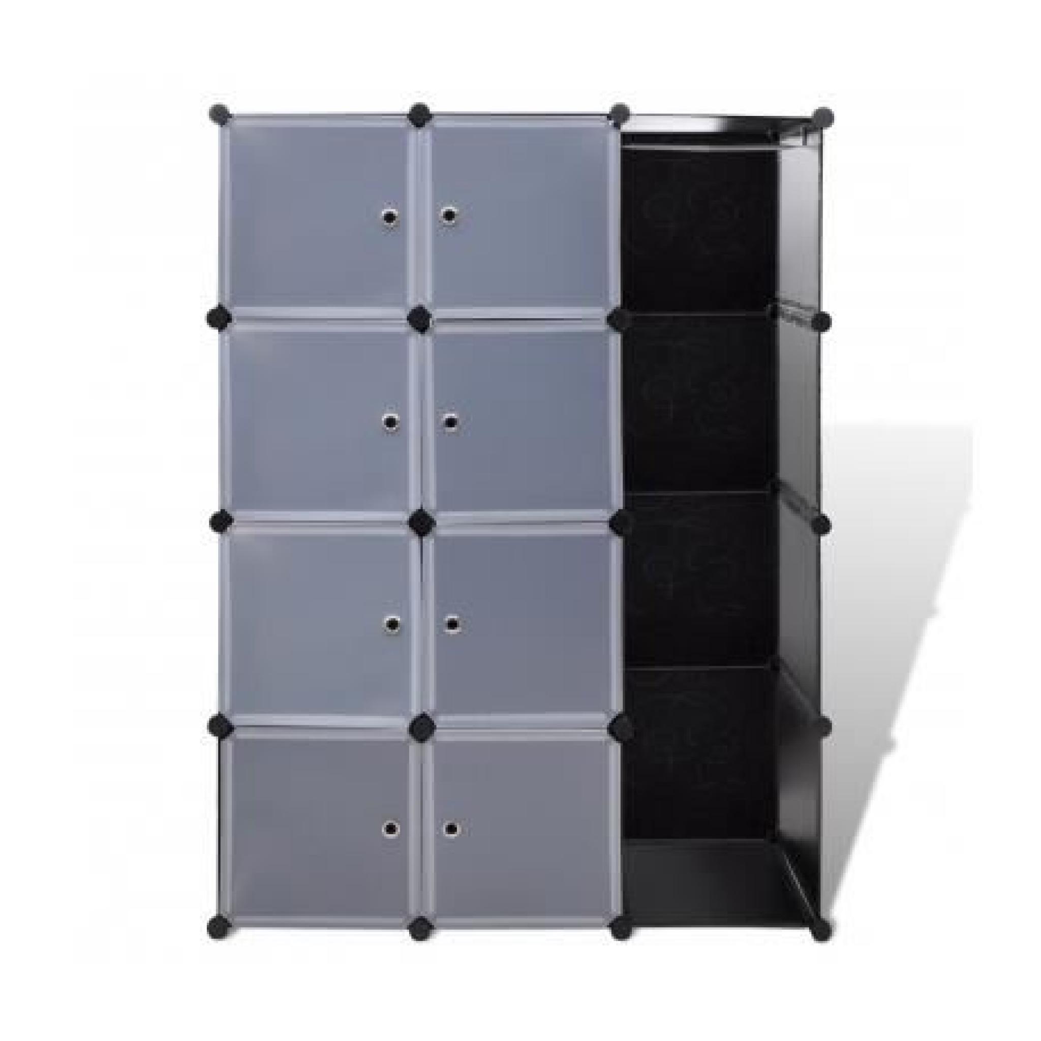 Cabinet modulable noir et blanc avec 9 compartiments 37 x 115 x 150cm pas cher