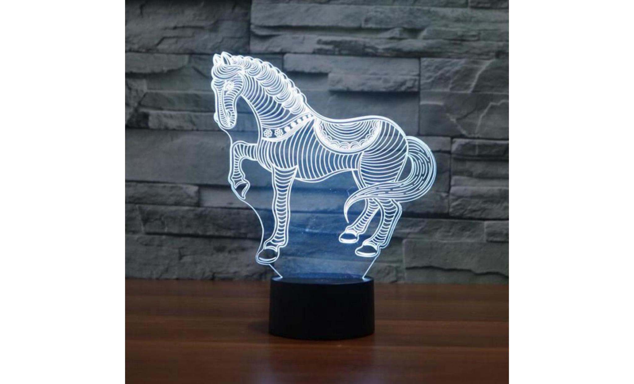 cadeau d'anniversaire pour enfants cheval 3d en forme night light 7 couleurs changement led lampe de bureau chambre creative table l