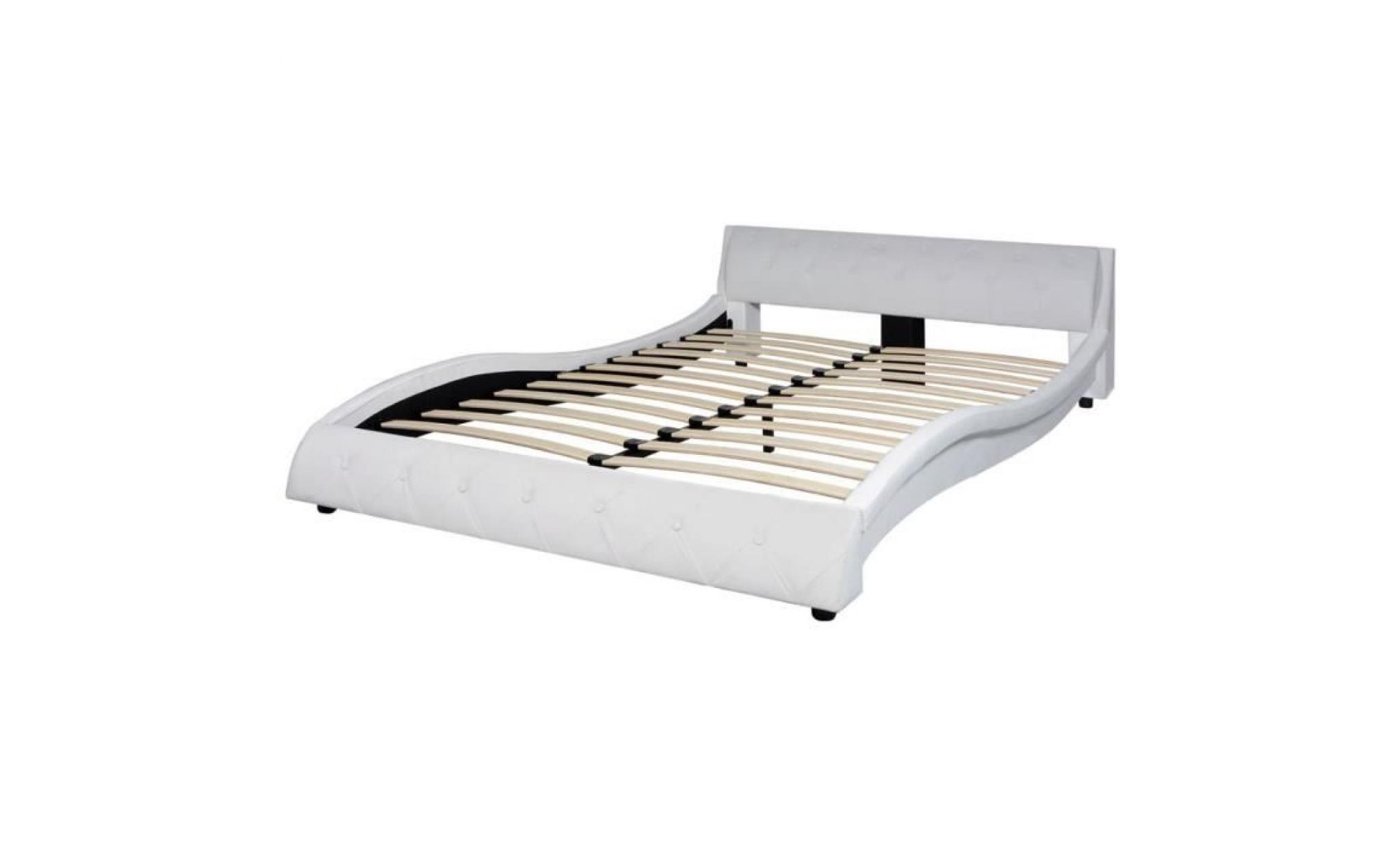 cadre de lit 140 x 200 cm cuir artificiel blanc structure de lit lit adulte lit enfant lit contemporain scandinave pas cher