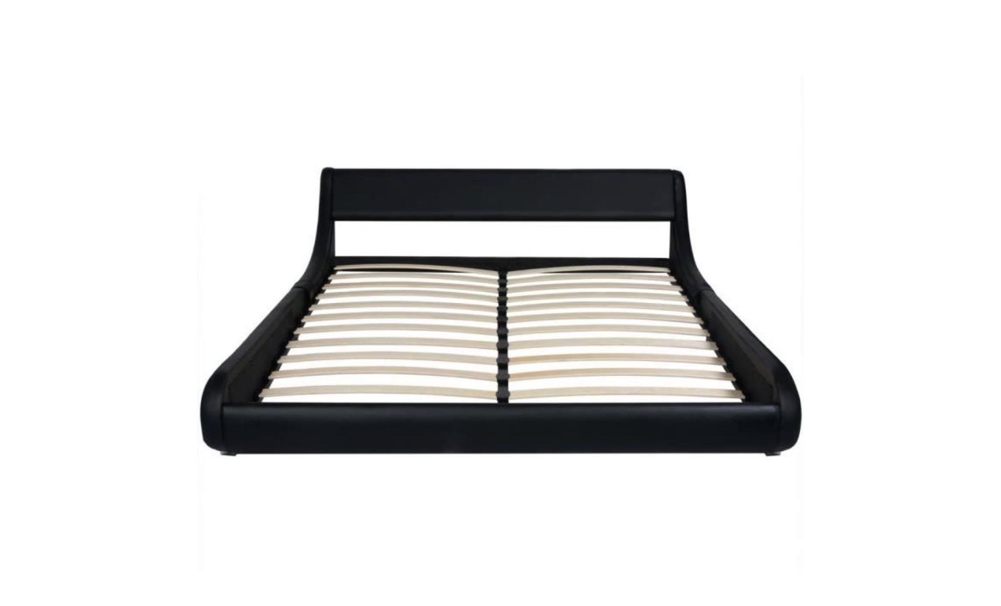 cadre de lit 160 x 200 cm cuir synthétique noir structure de lit lit adulte lit enfant lit contemporain scandinave pas cher