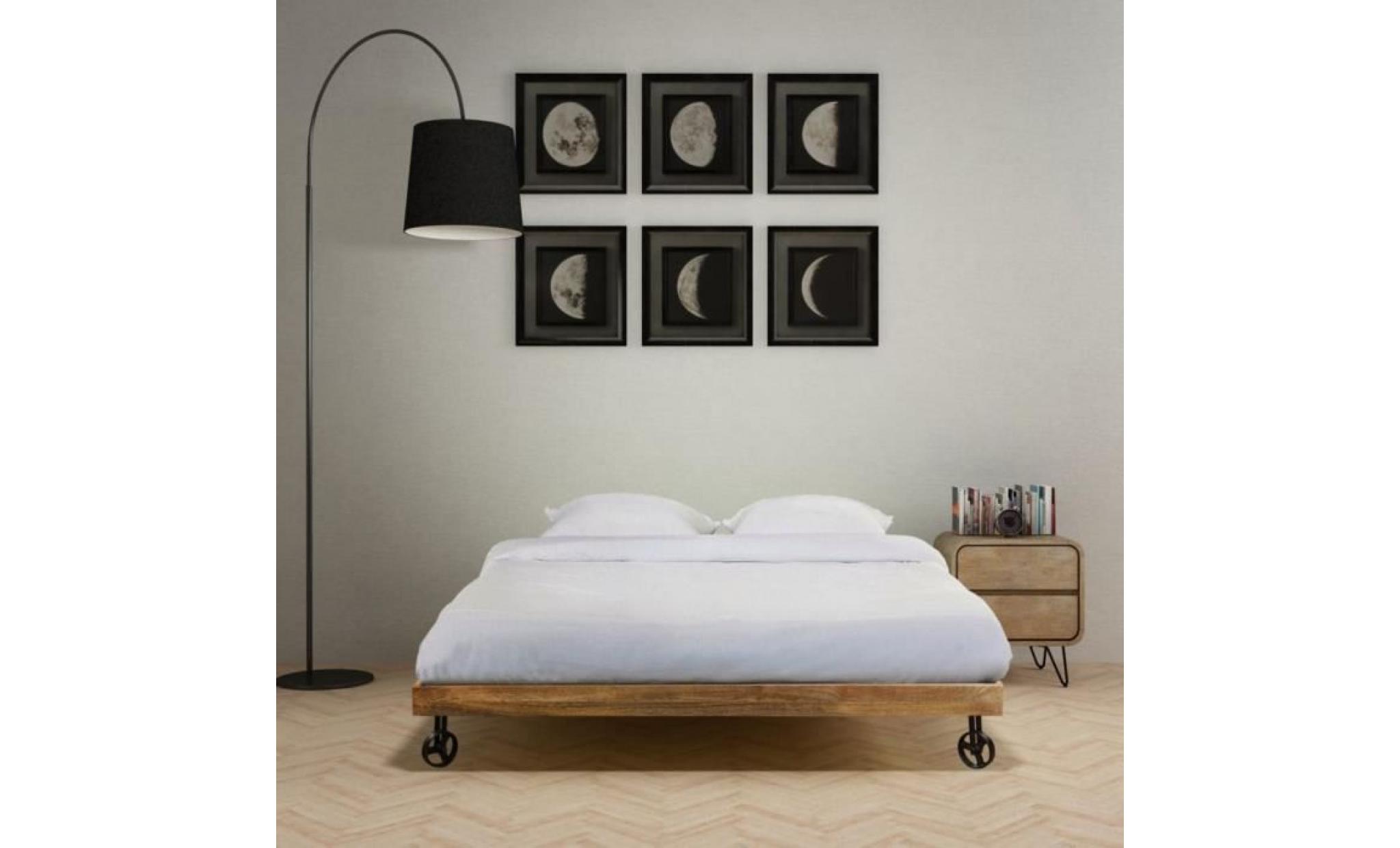 cadre de lit bois de manguier brut 180 x 200 cm lit adulte lit enfant structure de lit contemporain scandinave