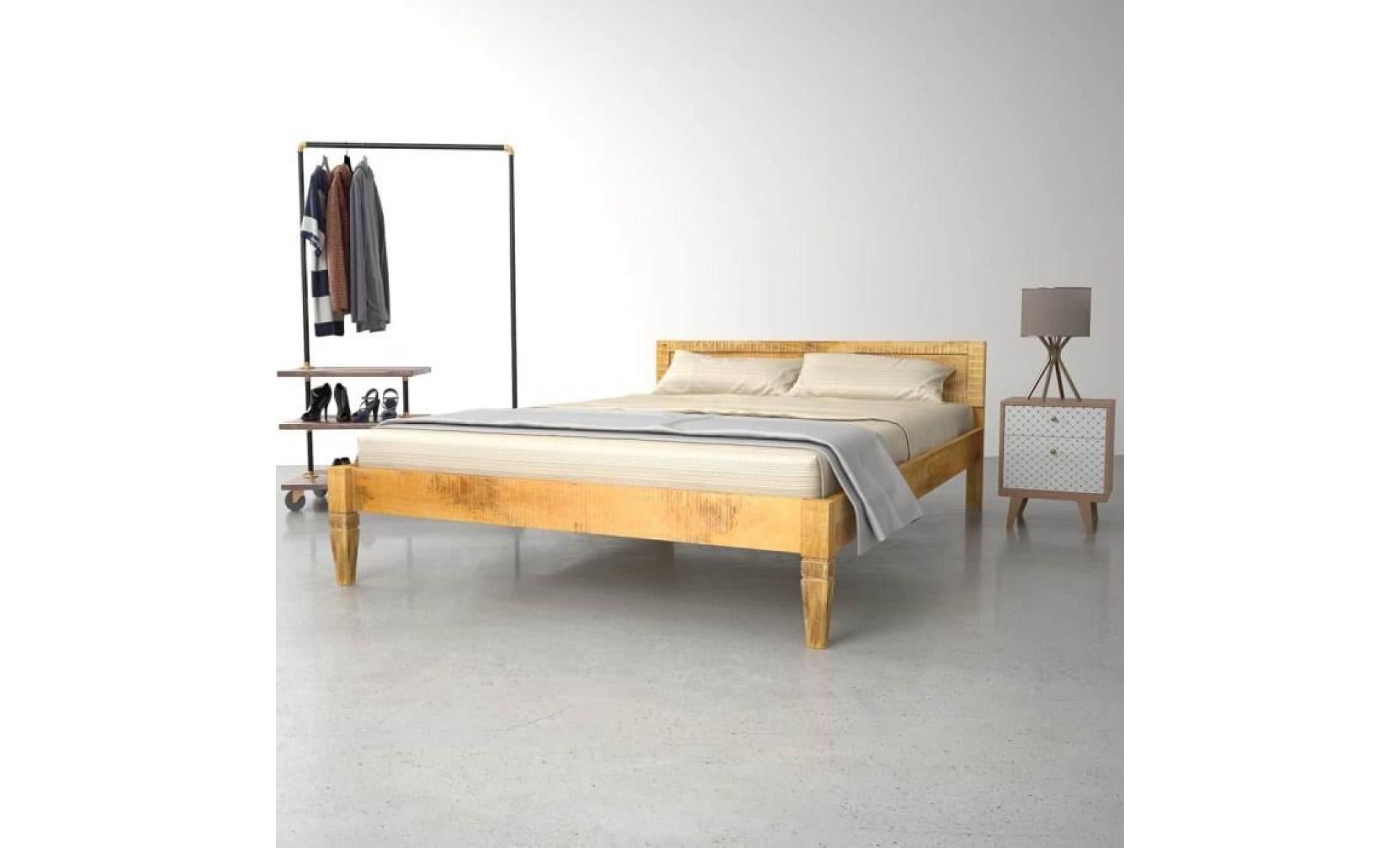 cadre de lit bois de manguier massif 140 cm