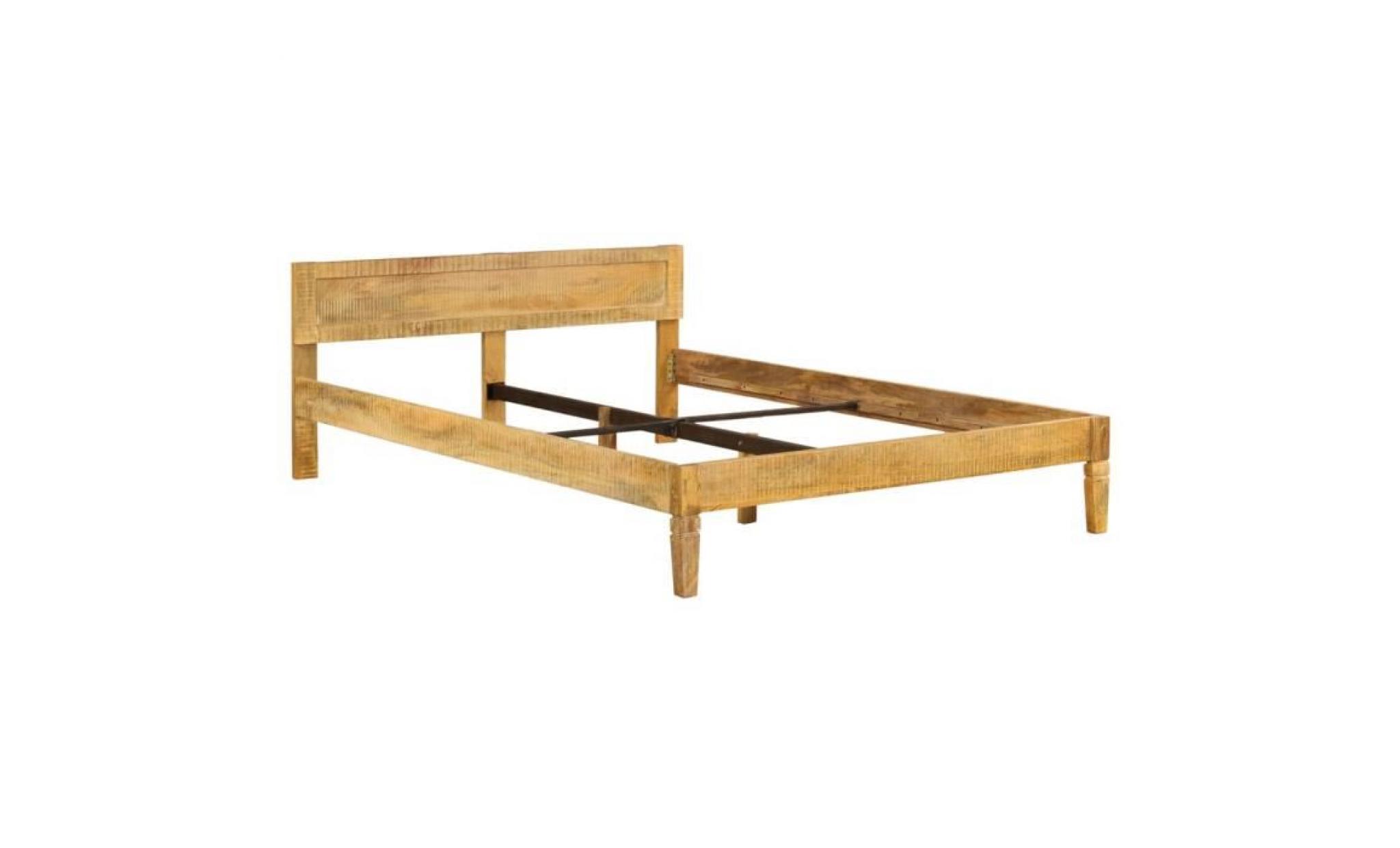 cadre de lit bois de manguier massif 140 cm pas cher