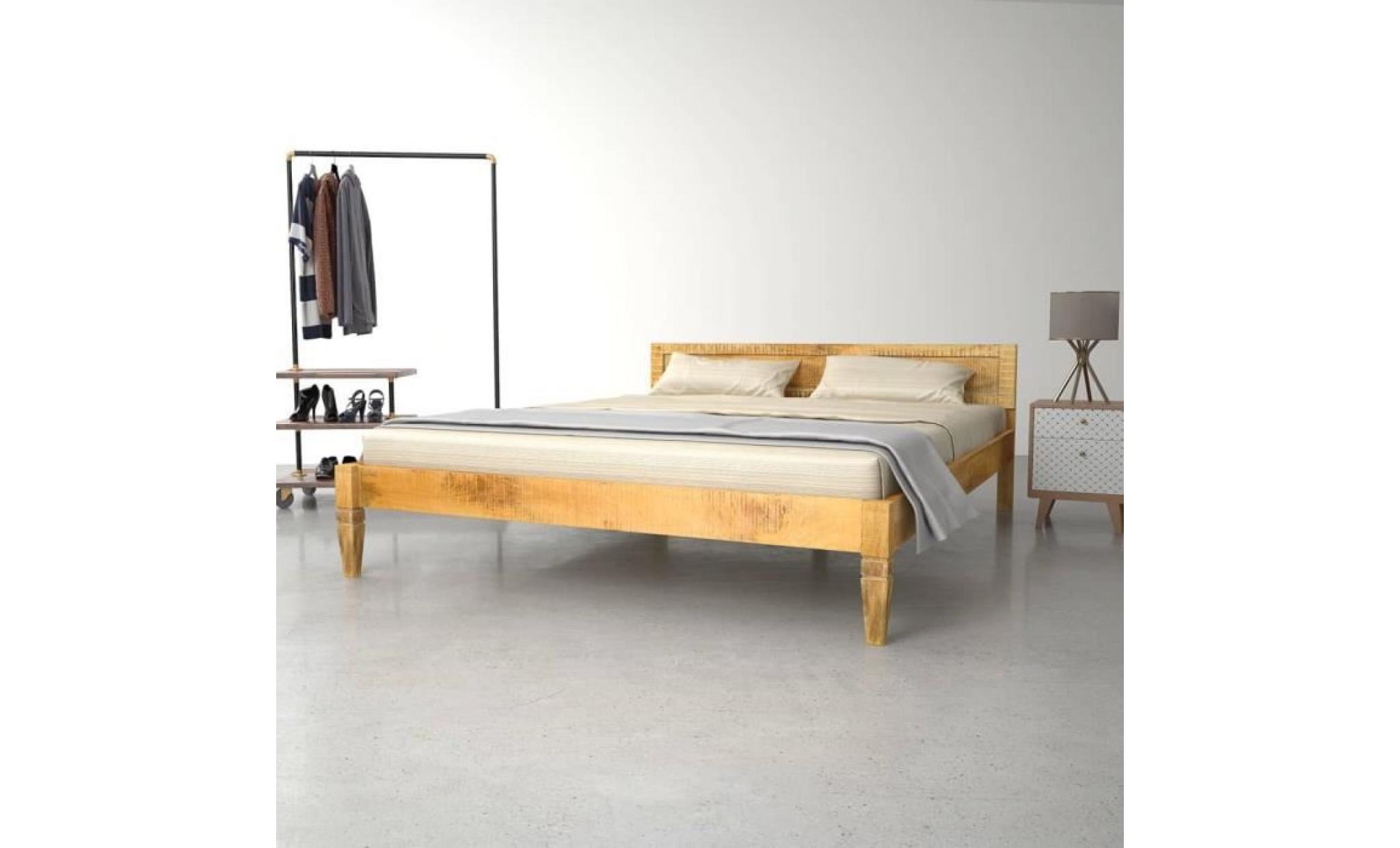 cadre de lit bois de manguier massif 160 cm
