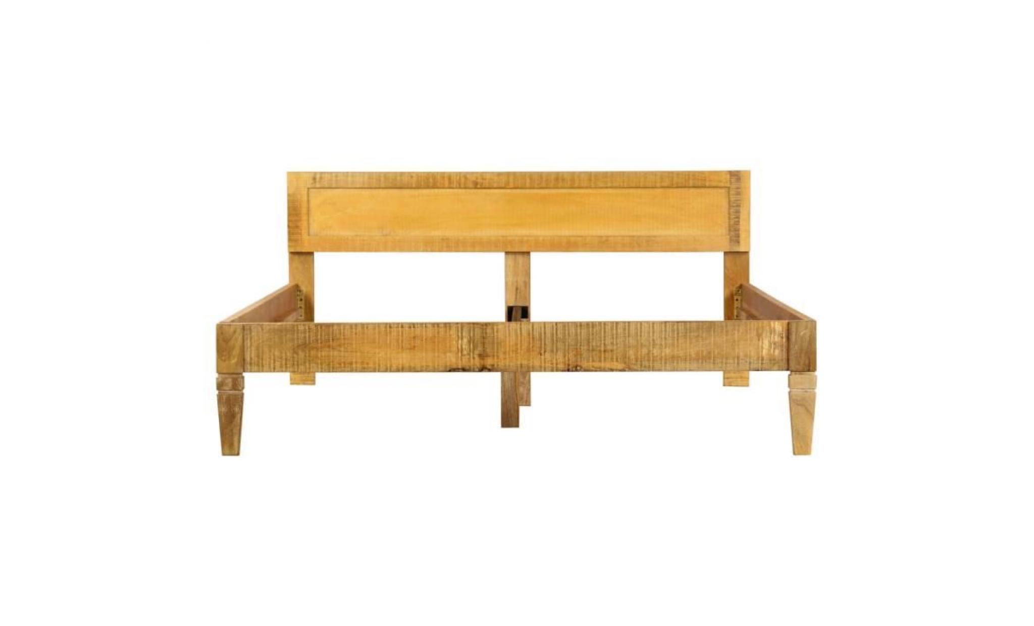 cadre de lit bois de manguier massif 160 cm pas cher