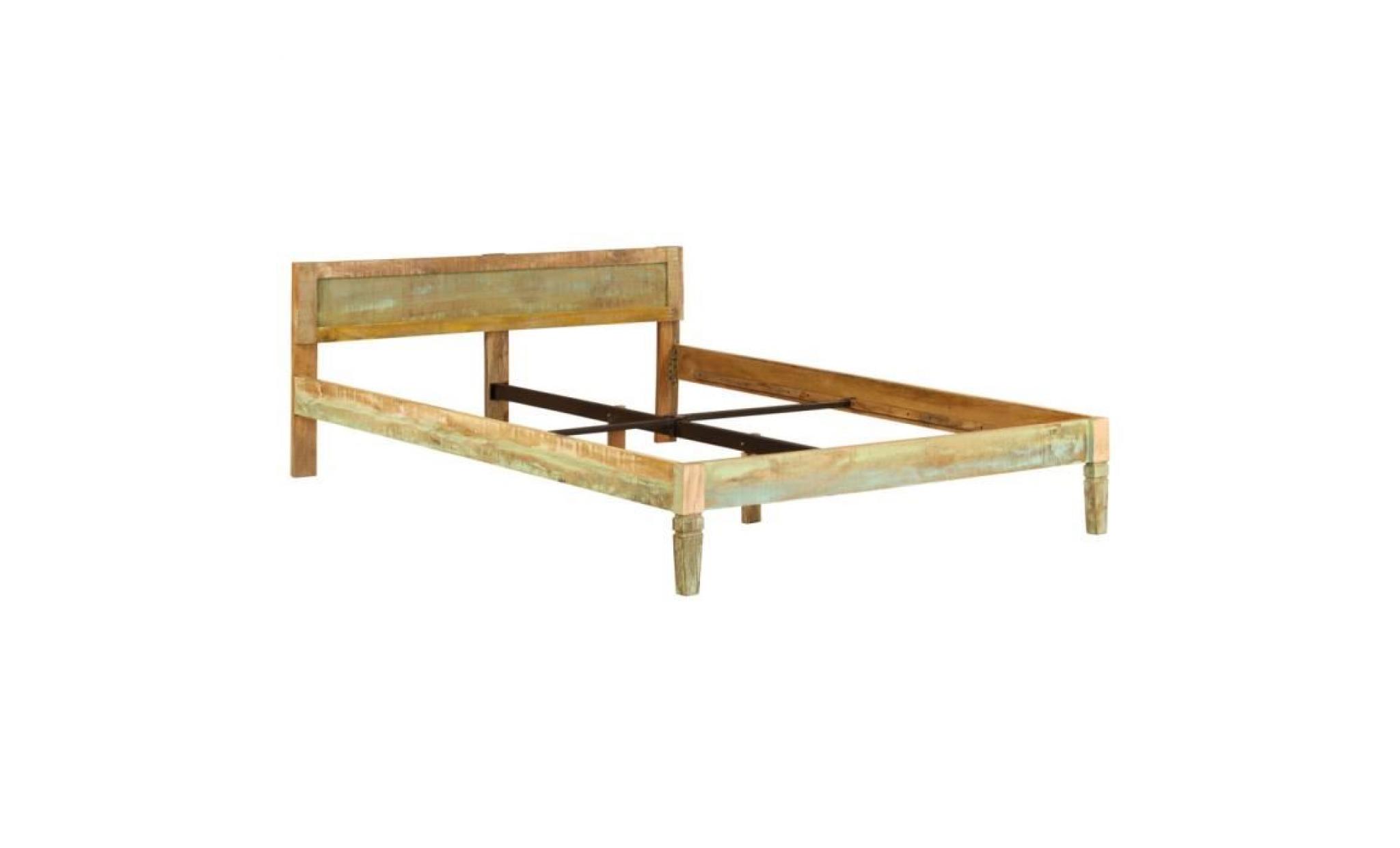 cadre de lit bois de manguier massif avec finition vieux bois