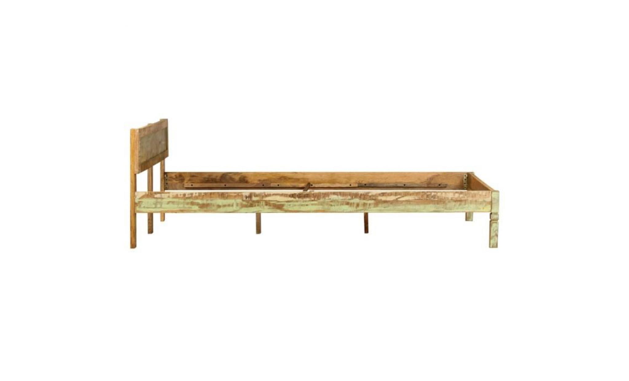 cadre de lit bois de manguier massif avec finition vieux bois pas cher