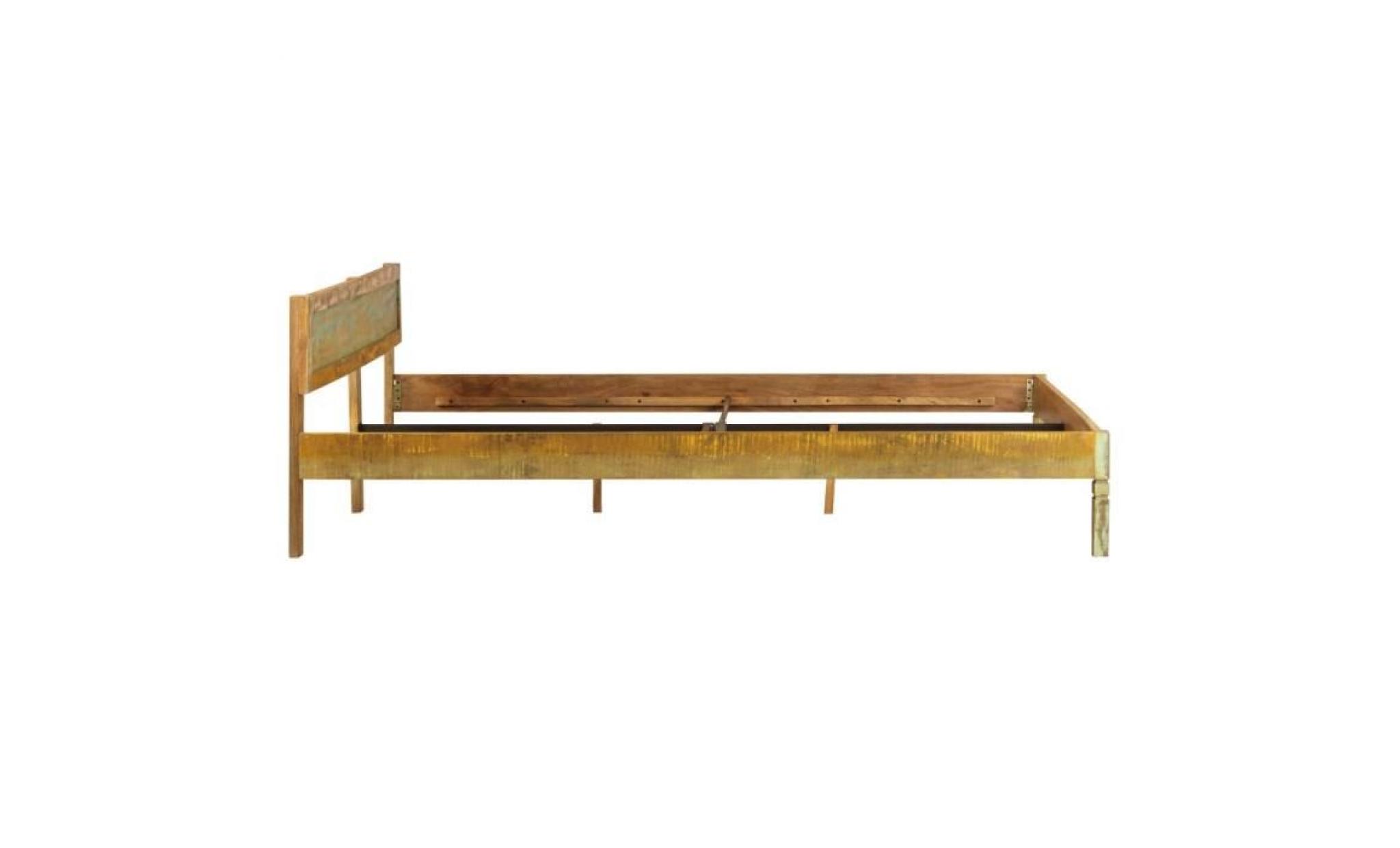 cadre de lit bois de manguier massif finition bois ancien 1,6 m pas cher