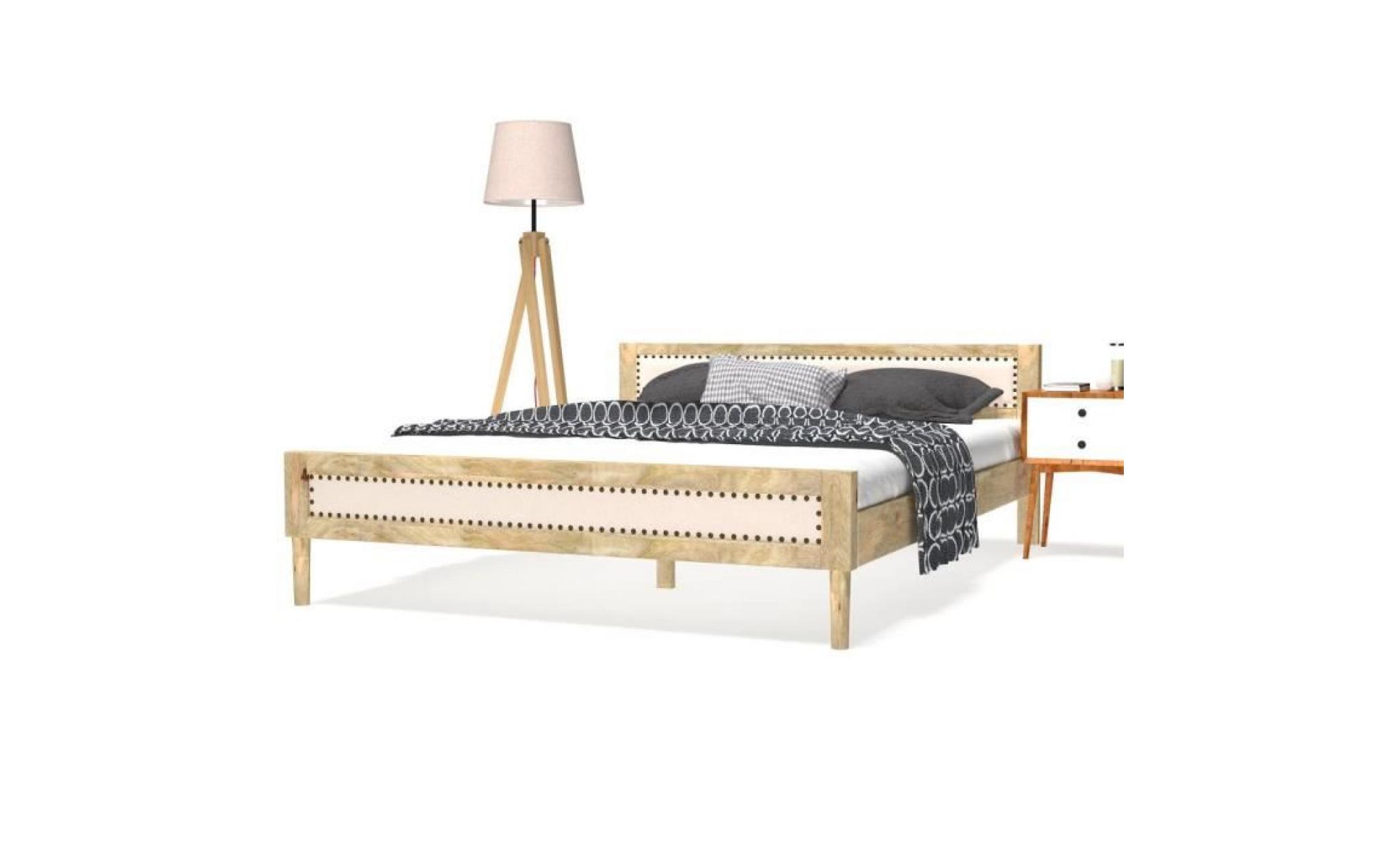 cadre de lit bois massif de manguier 160 x 200 cm lit adulte lit enfant structure de lit contemporain scandinave