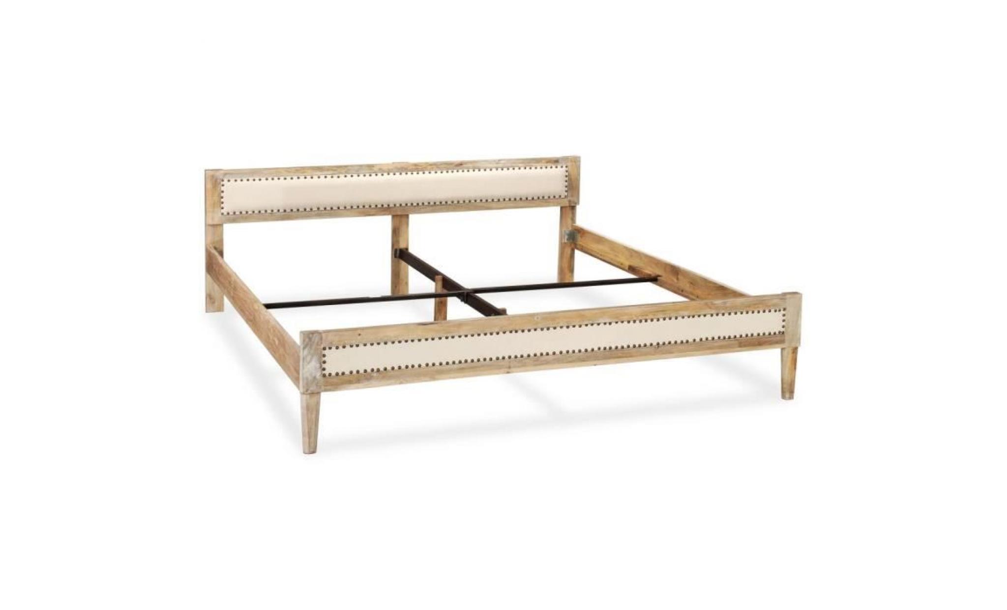 cadre de lit bois massif de manguier 160 x 200 cm lit adulte lit enfant structure de lit contemporain scandinave pas cher