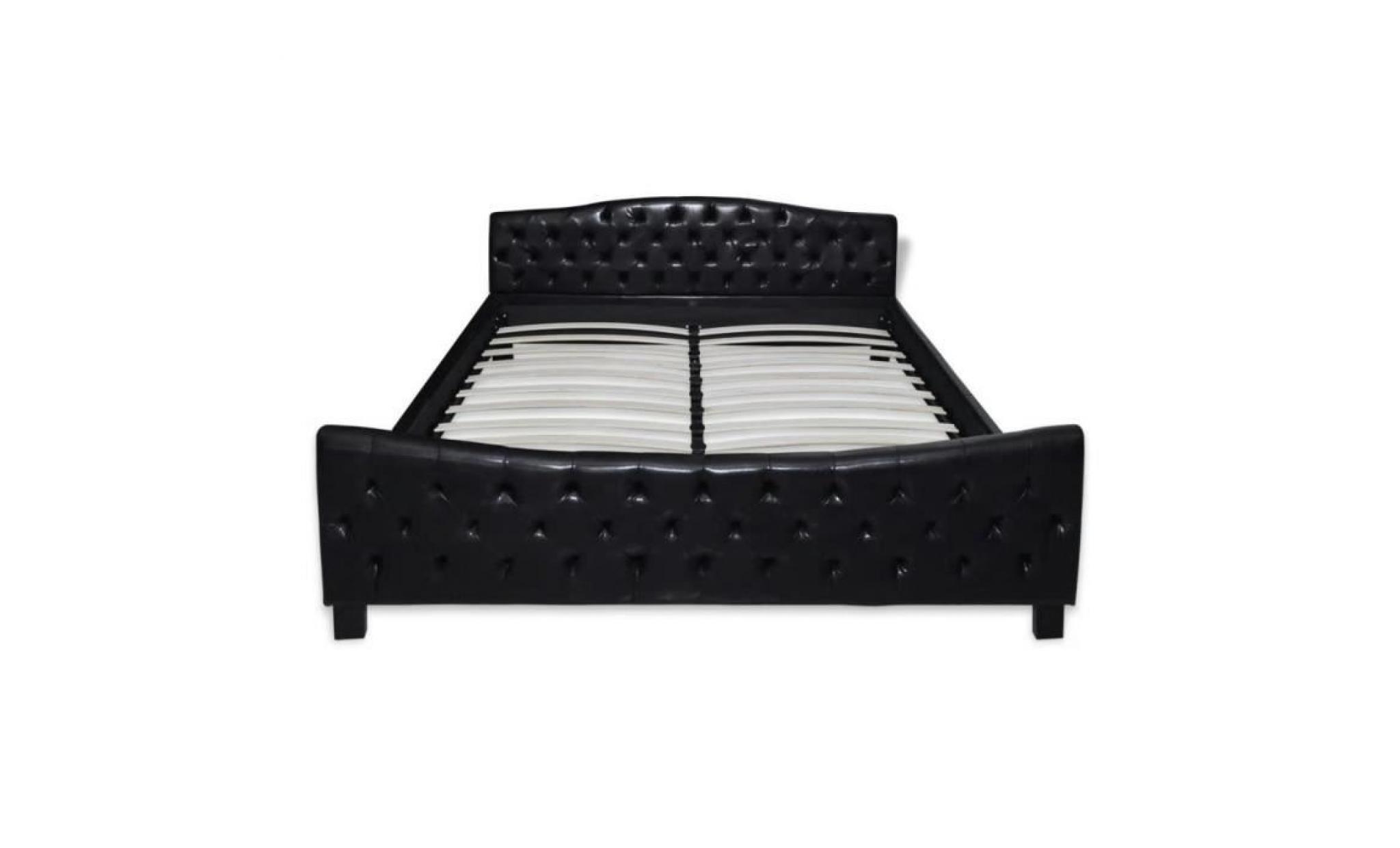 cadre de lit cuir artificiel 180 x 200 cm noir structure de lit lit adulte lit enfant lit contemporain scandinave pas cher