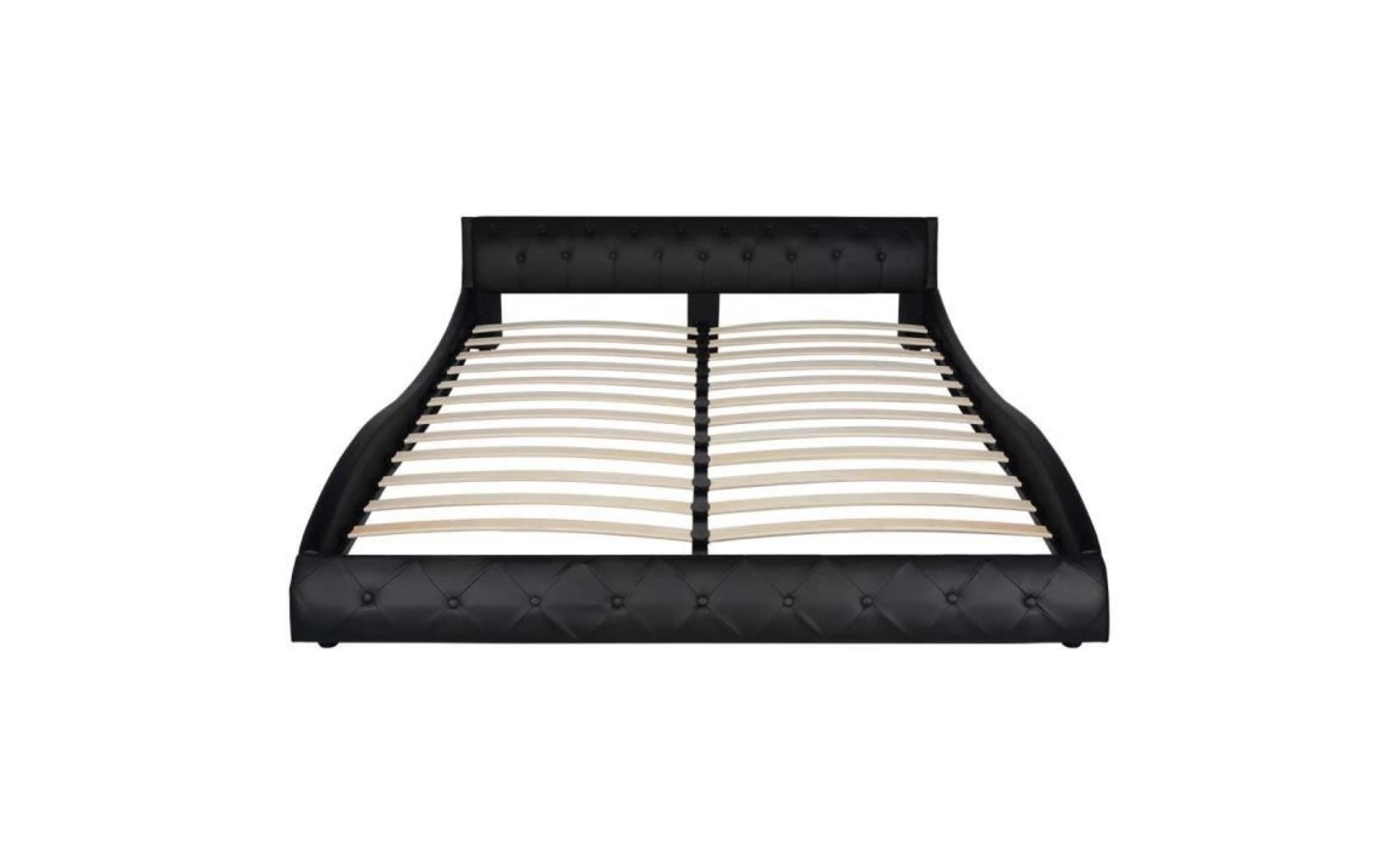 cadre de lit cuir artificiel structure de lit lit adulte lit enfant lit  scandinave180 x 200 cm noir pas cher