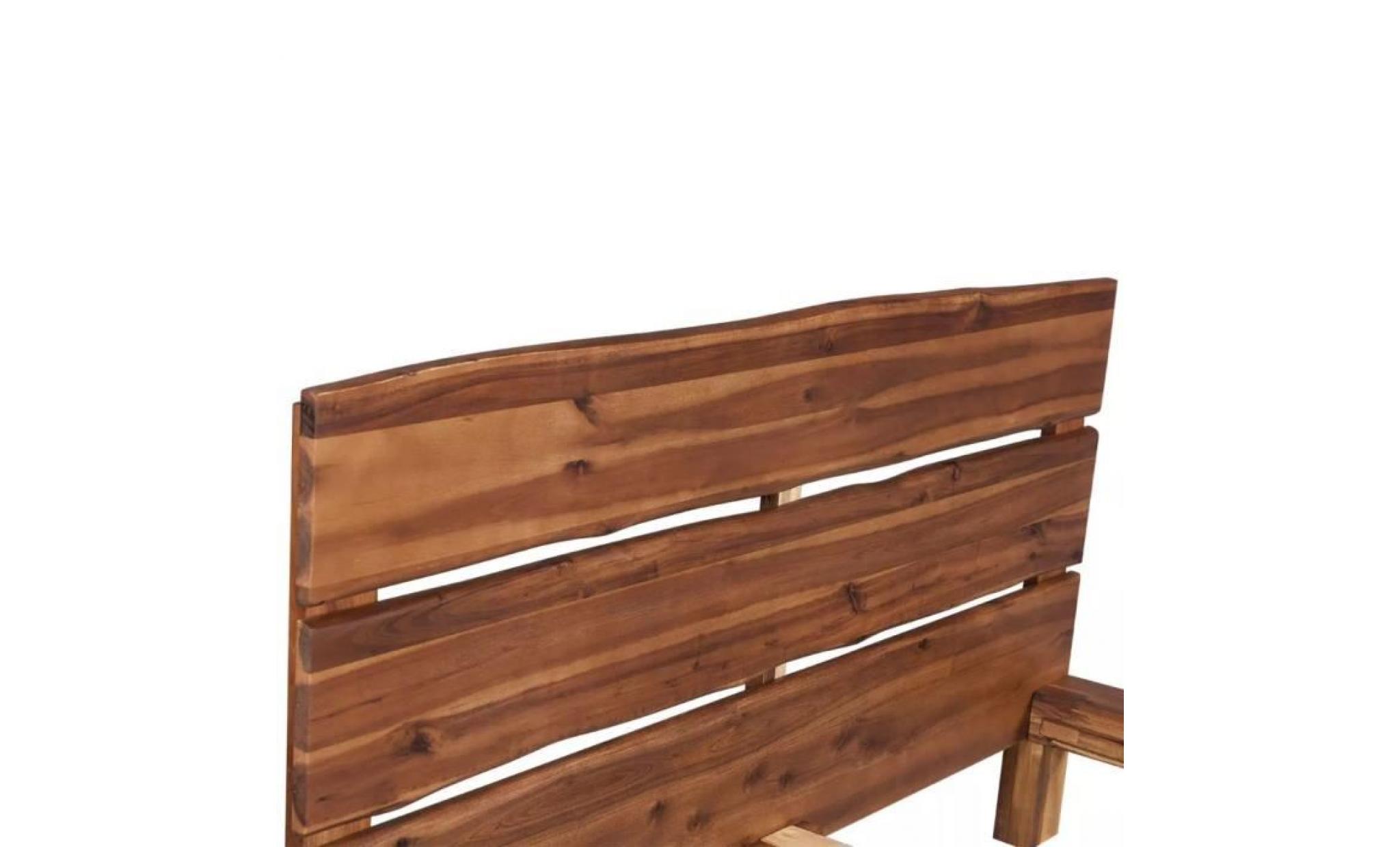 cadre de lit lit grand bois d'acacia massif 140 x 200 cm pas cher