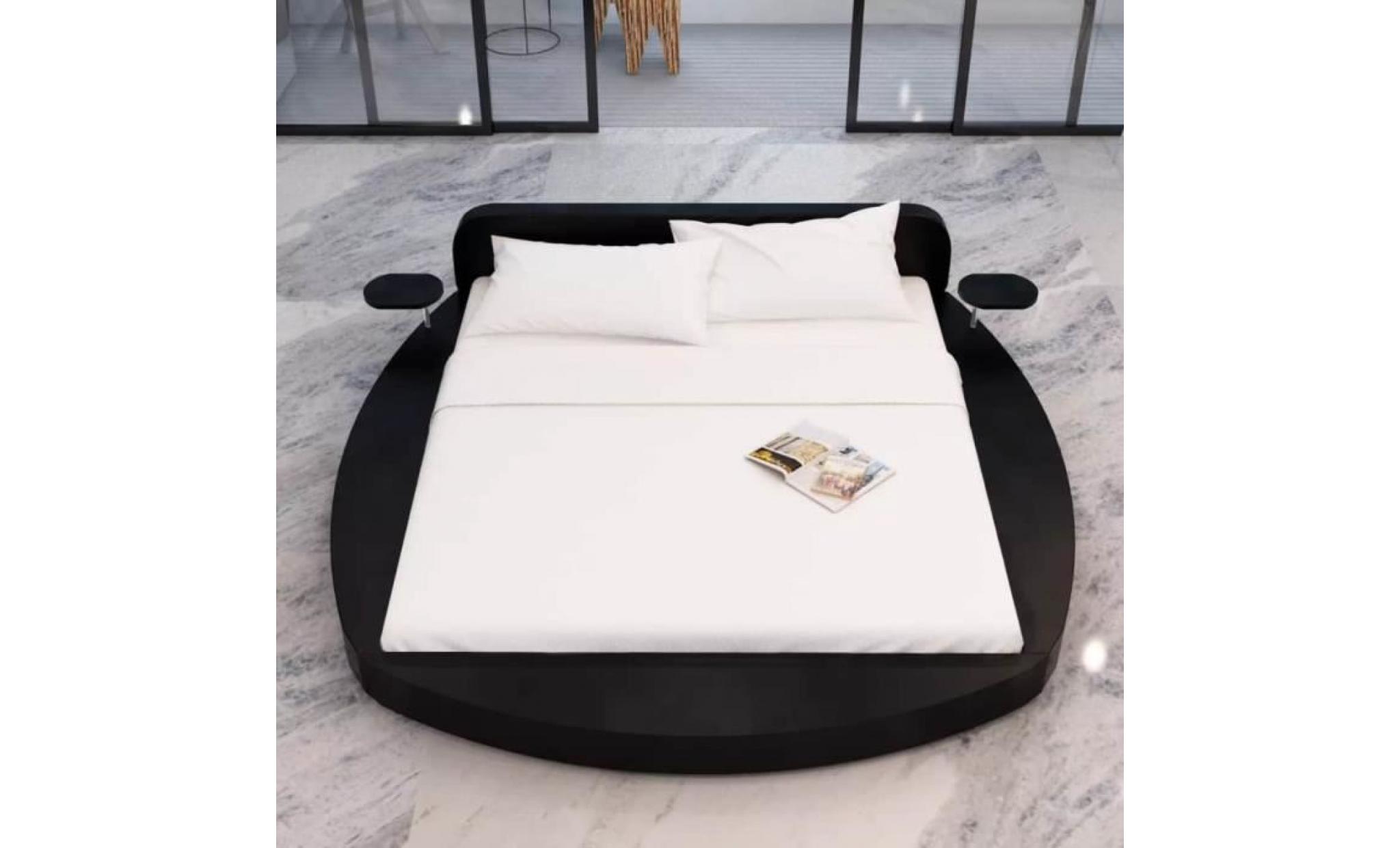 cadre de lit rond structure de lit lit adulte lit enfant lit contemporain scandinave180 x 200 cm cuir artificiel blanc pas cher