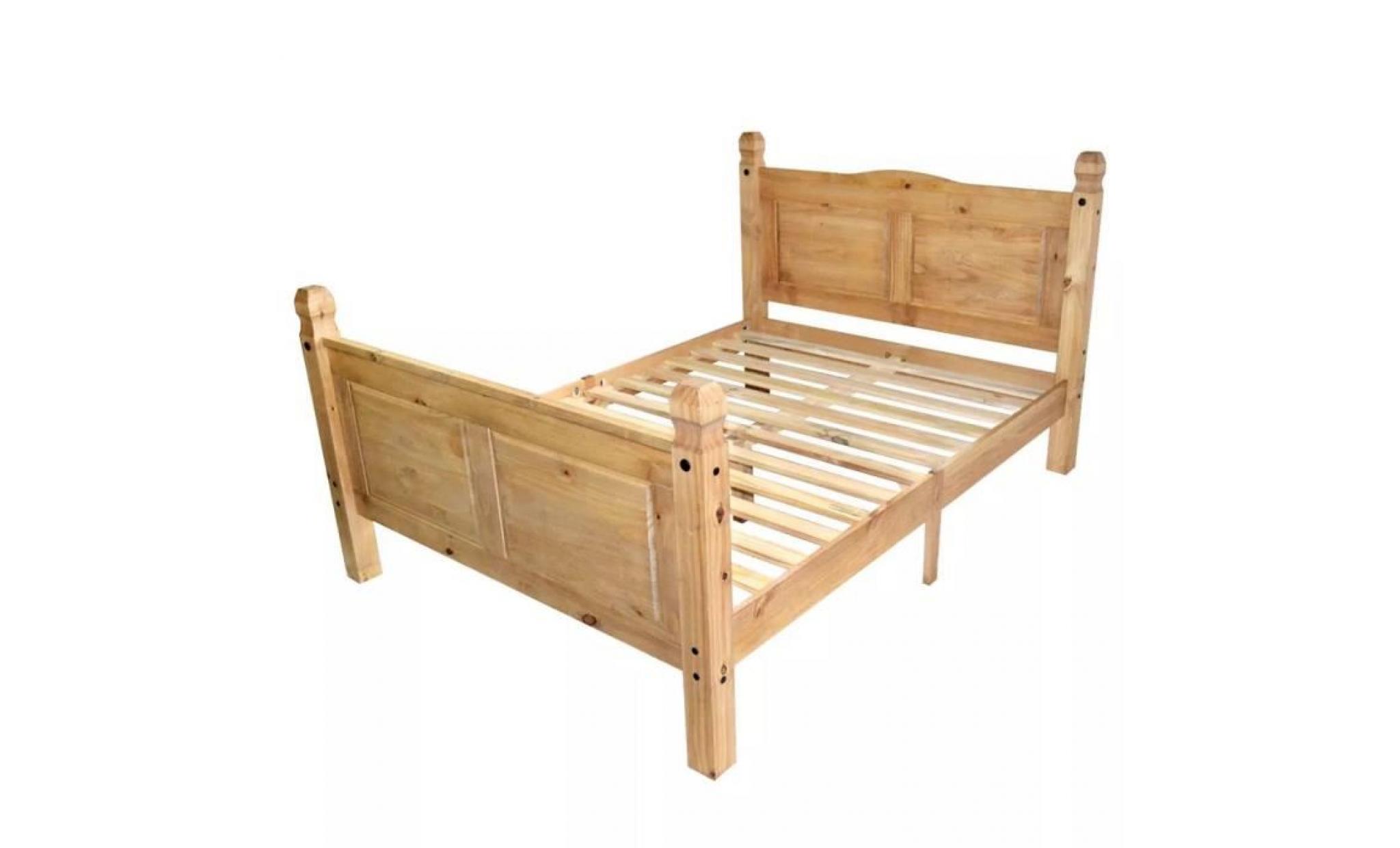 cadre de lit  structure de lit  lit adulte lit enfant pin mexicain corona 140 x 200 cm pas cher
