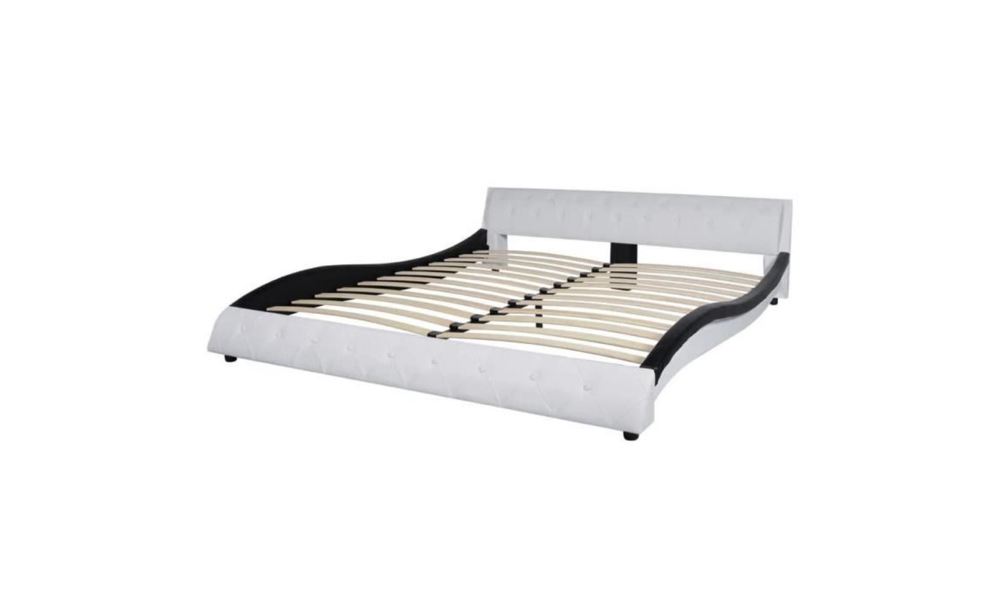 cadre de lit structure de lit lit adulte lit enfant cuir artificiel 180 x 200 cm lit contemporain  blanc pas cher
