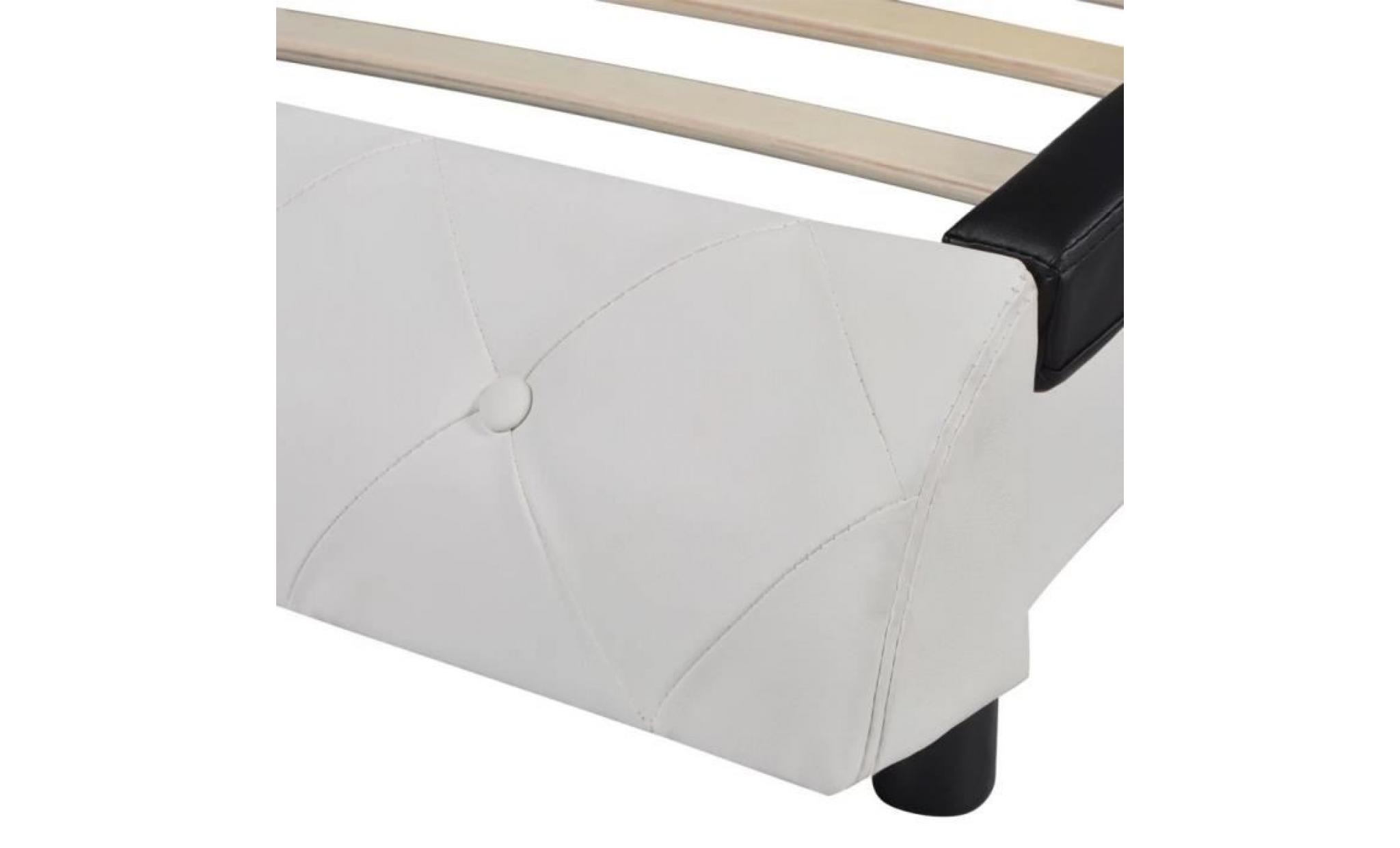 cadre de lit structure de lit lit adulte lit enfant lit contemporain scandinavecuir artificiel 180 x 200 cm blanc pas cher