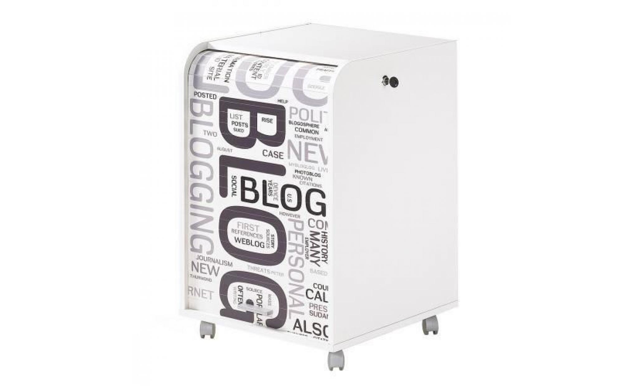 caisson de bureau 2 tiroirs contemporain   blanc imprimé blog   l 47,2 cm