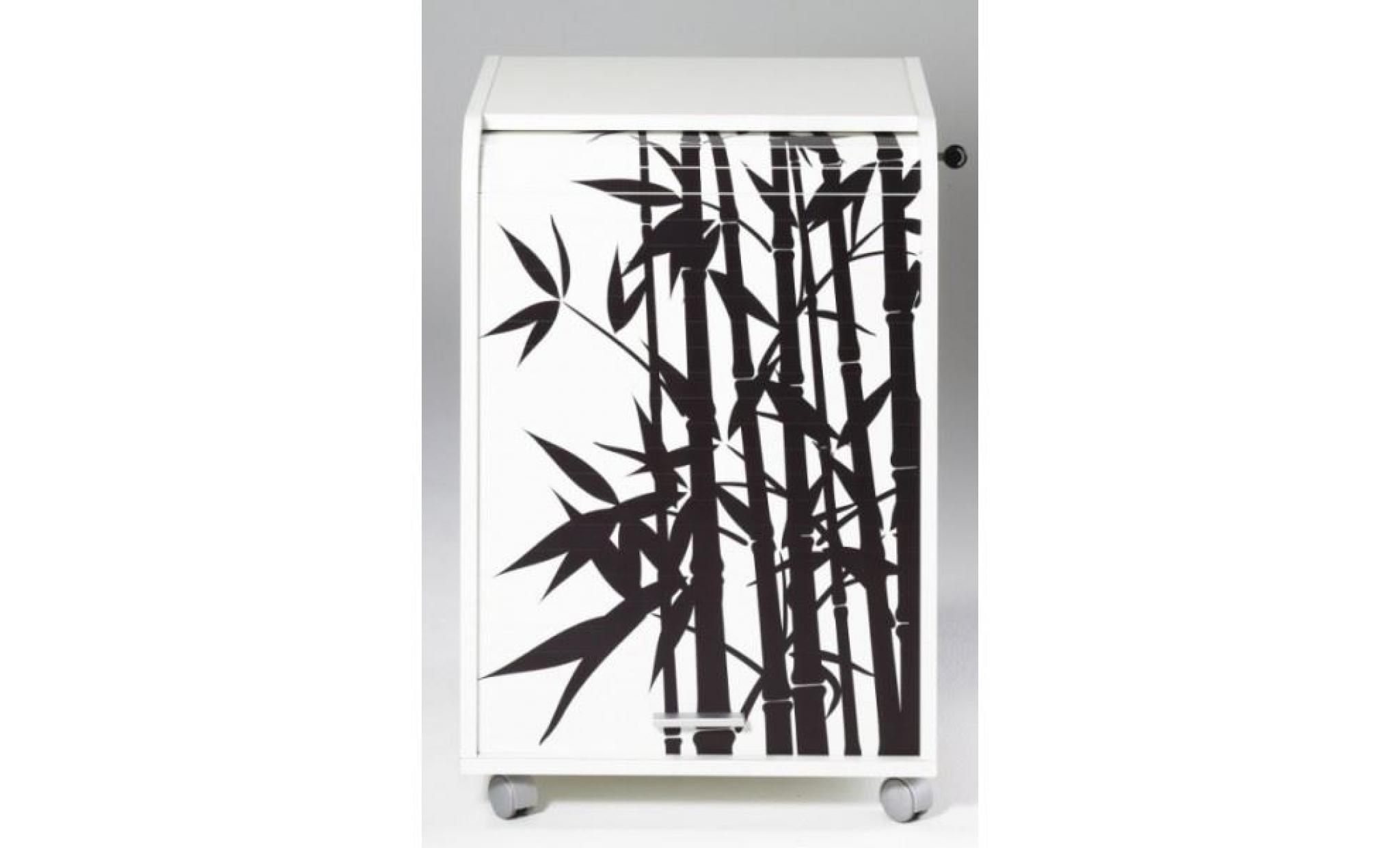 caisson de bureau 2 tiroirs contemporain blanc imprimé bambous   l 47,2 cm
