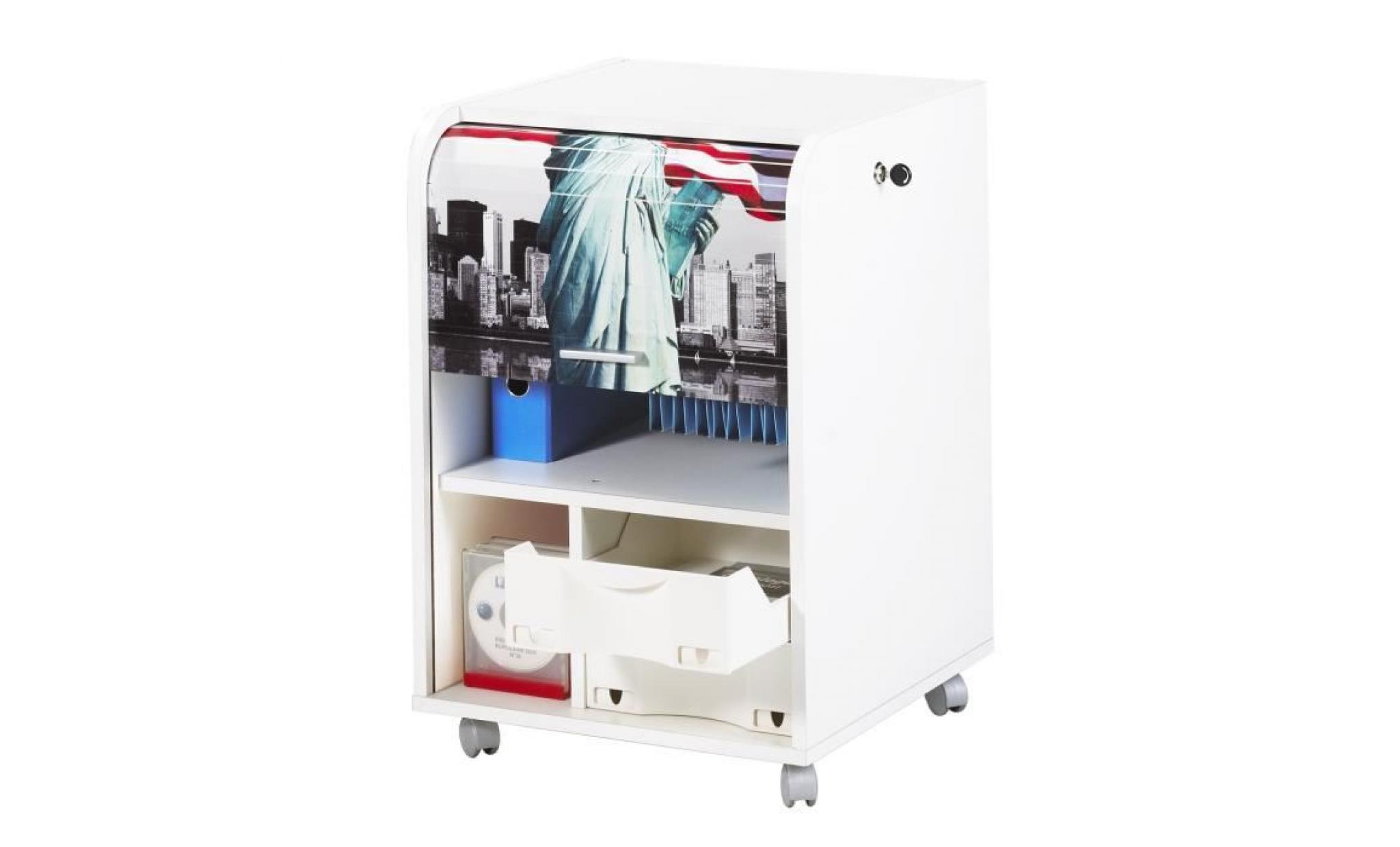 caisson de bureau 2 tiroirs contemporain blanc liberté   l 47,2 cm pas cher