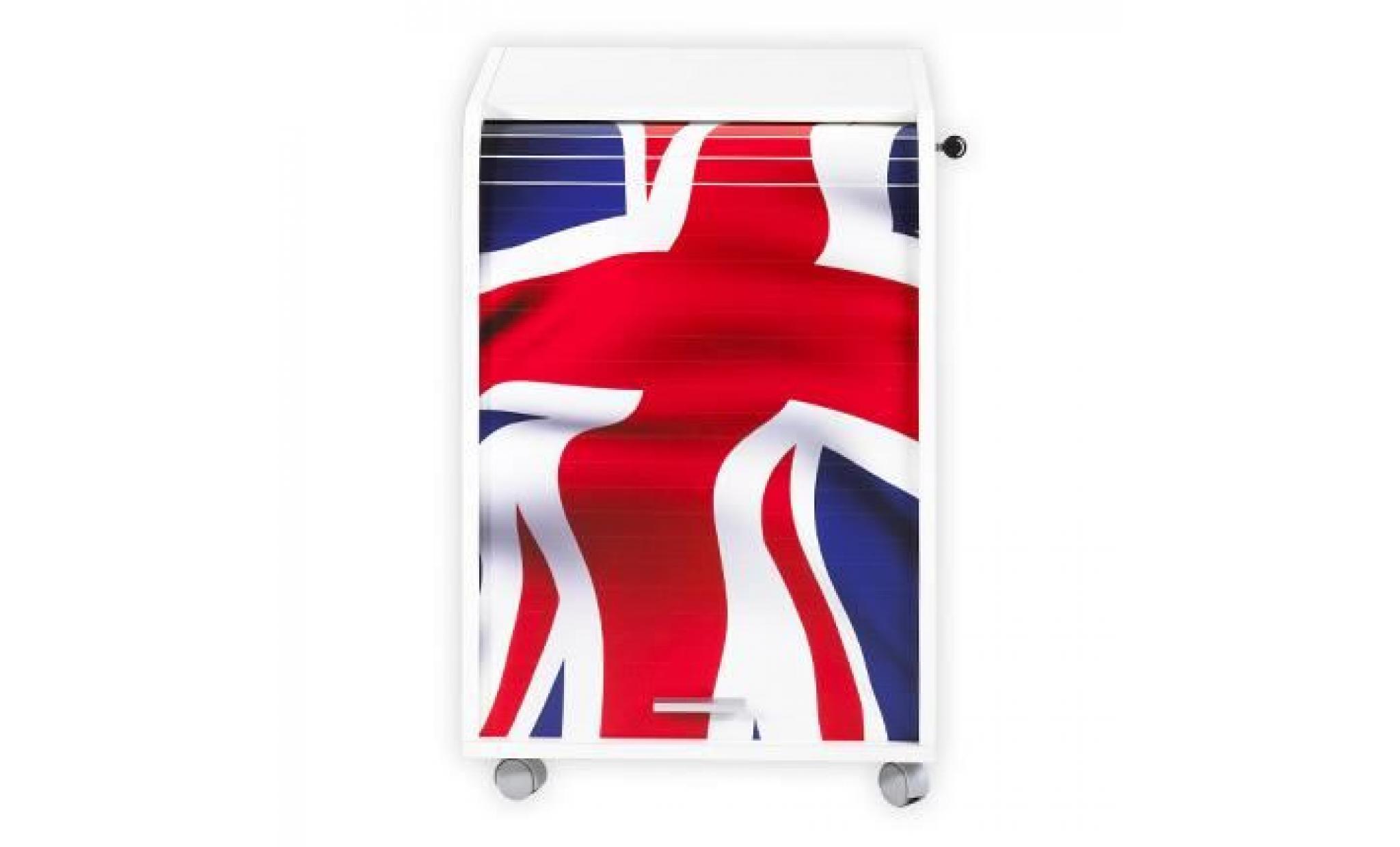 caisson de bureau 2 tiroirs drapeau anglais contemporain blanc   l 47,2 cm