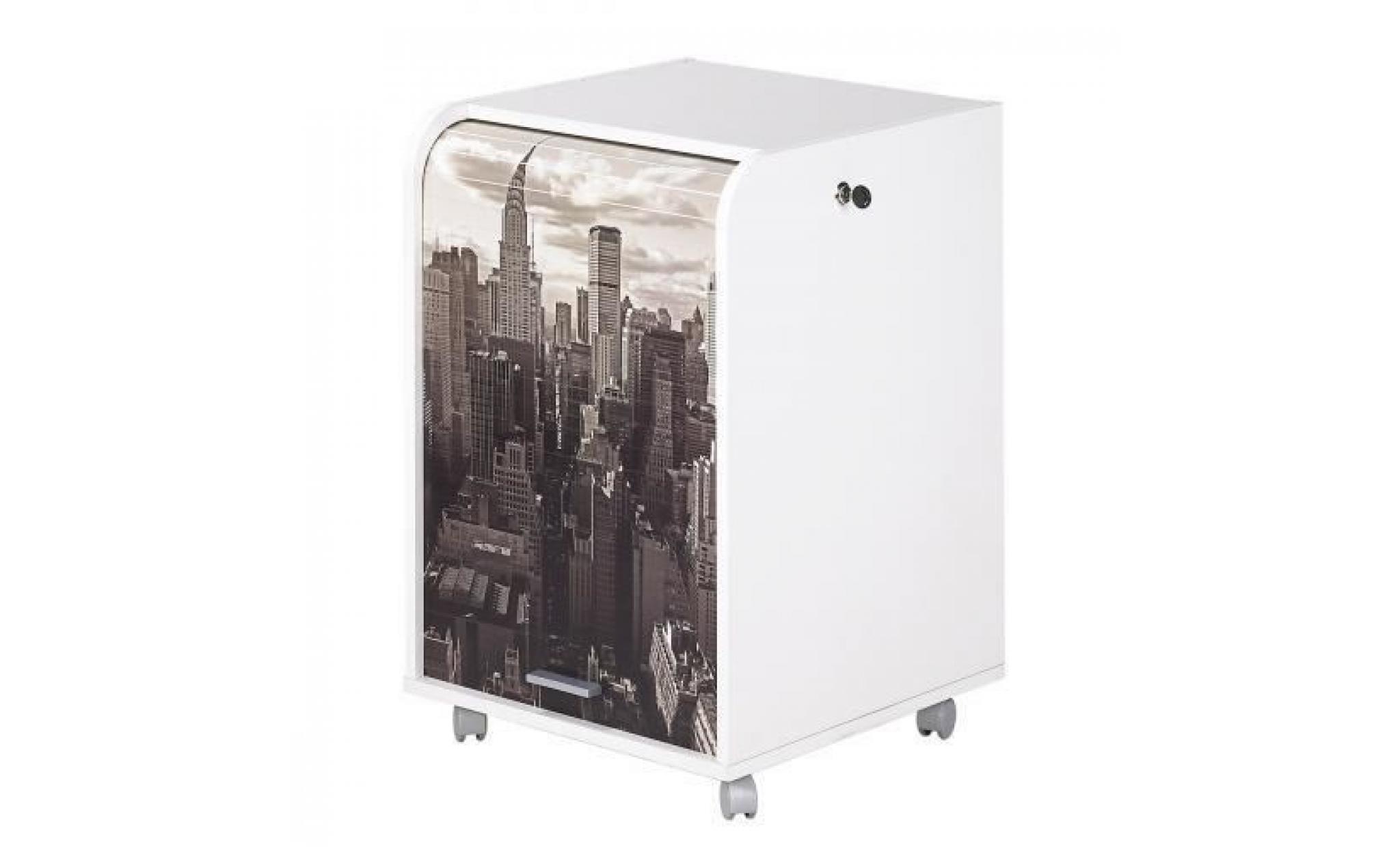 caisson de bureau 2 tiroirs new york contemporain   blanc   l 47,2 cm