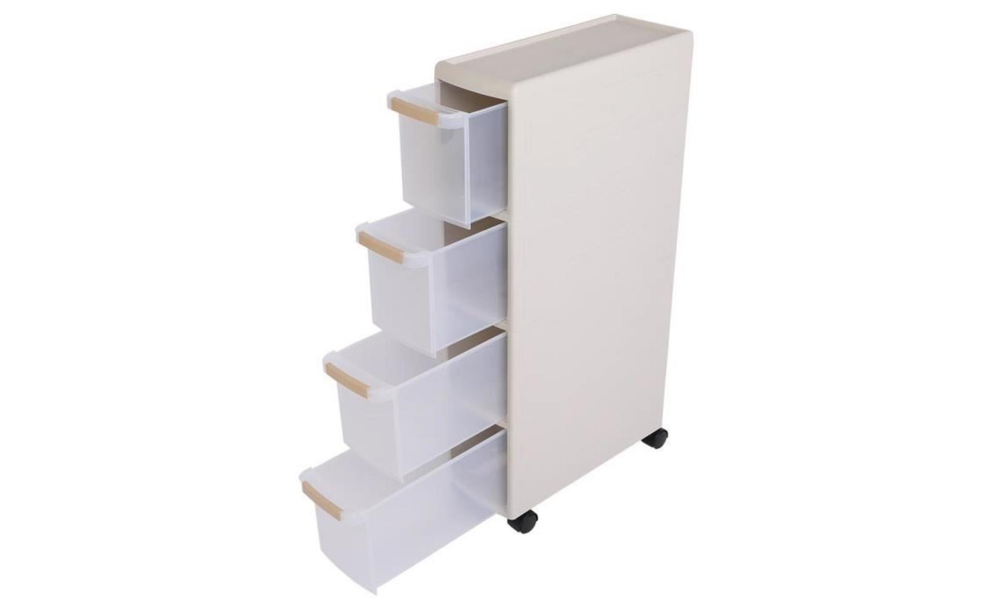 caisson de bureau à roulettes caisson à tiroir caisson meuble rangement étagère amovible avec 4 tiroirs blanc  tam pas cher