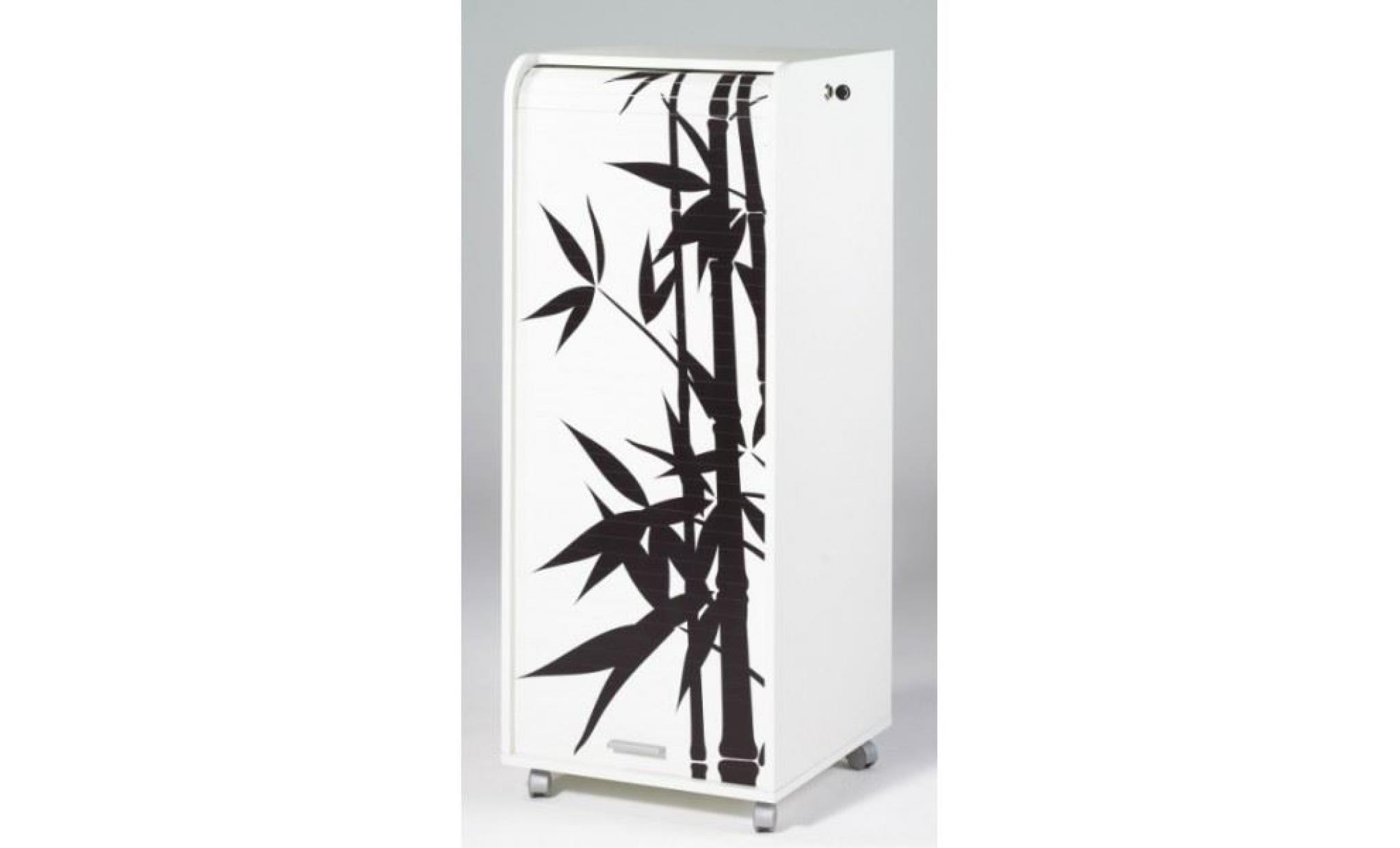 caisson de bureau à roulettes contemporain   blanc bambous   l 47,2 cm