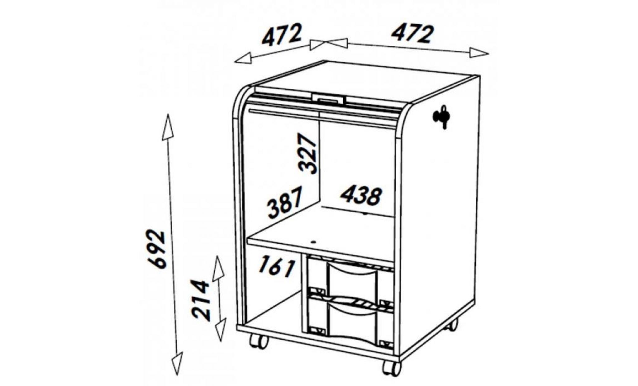 caisson de bureau blanc + 2 tiroirs   coloris: fée 217 pas cher