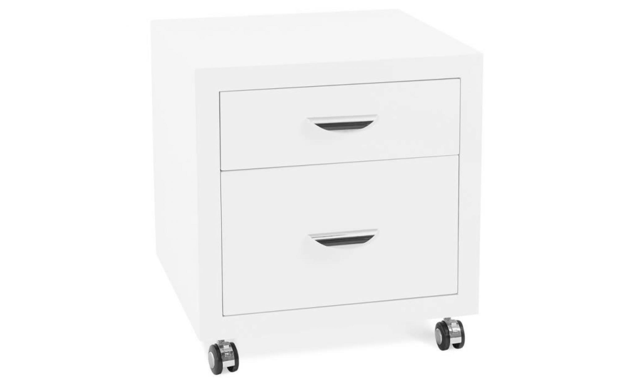 caisson de rangement olfus' blanc À tiroirs pour bureau dimensions 3d : 50x50x53 cm. caisson de bureau en bois avec 2 tiroirs.