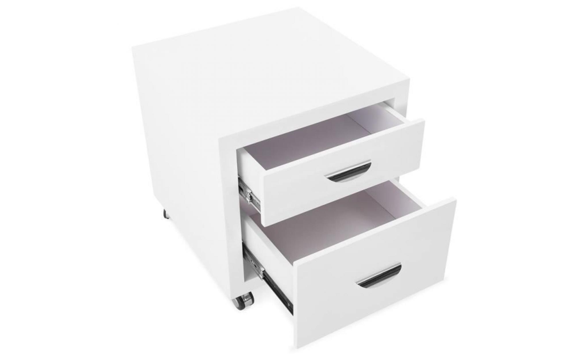 caisson de rangement olfus' blanc À tiroirs pour bureau dimensions 3d : 50x50x53 cm. caisson de bureau en bois avec 2 tiroirs. pas cher