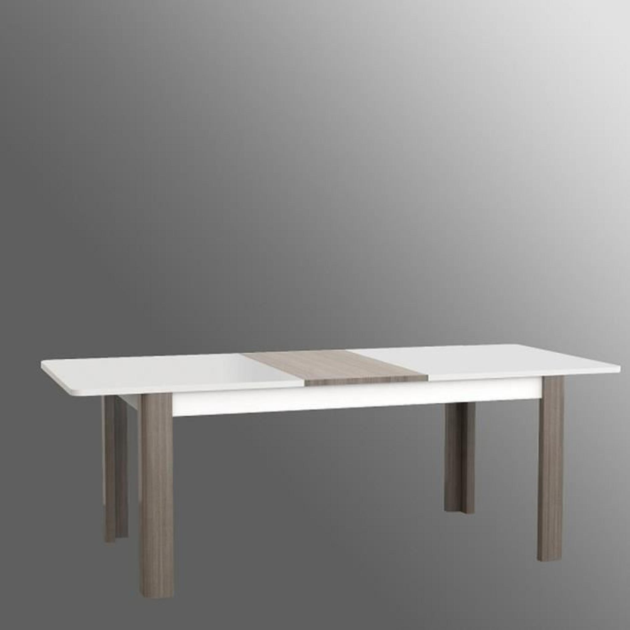 CALIMERO Table à manger extensible 160-207x90cm blanc et décor chêne sonoma pas cher