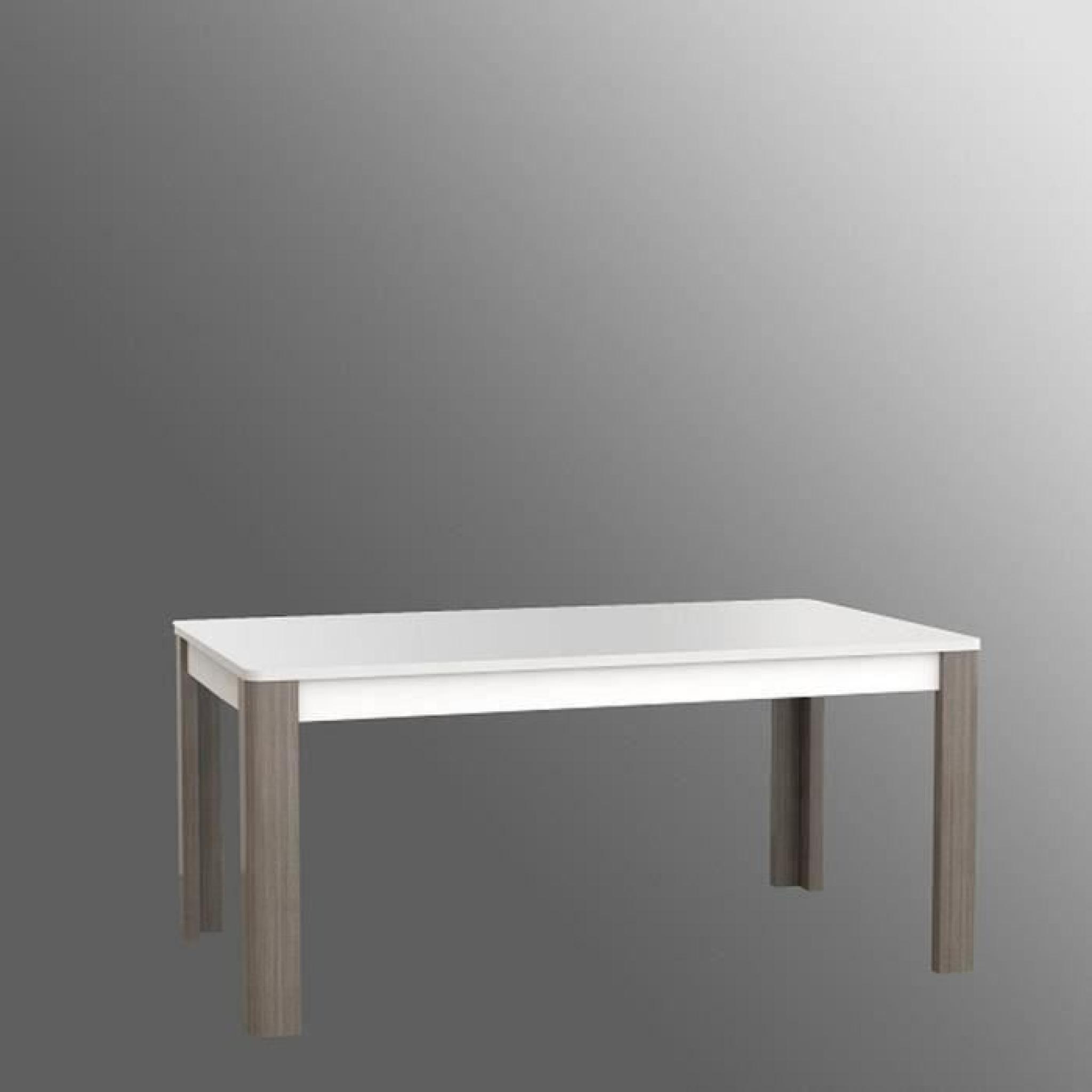 CALIMERO Table à manger extensible 160-207x90cm blanc et décor chêne sonoma pas cher