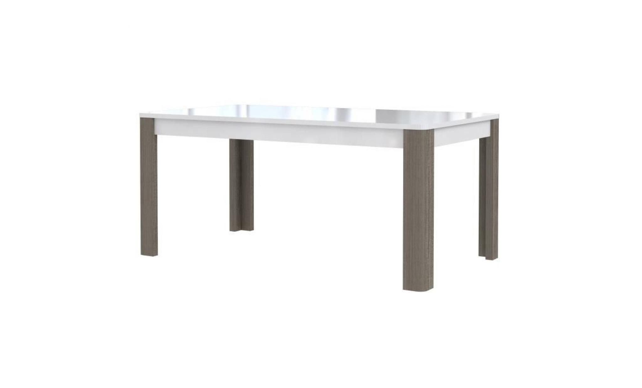 calimero table à manger extensible de 6 à 8 personnes style contemporain décor chêne et blanc   l 160 207 x l 90 cm