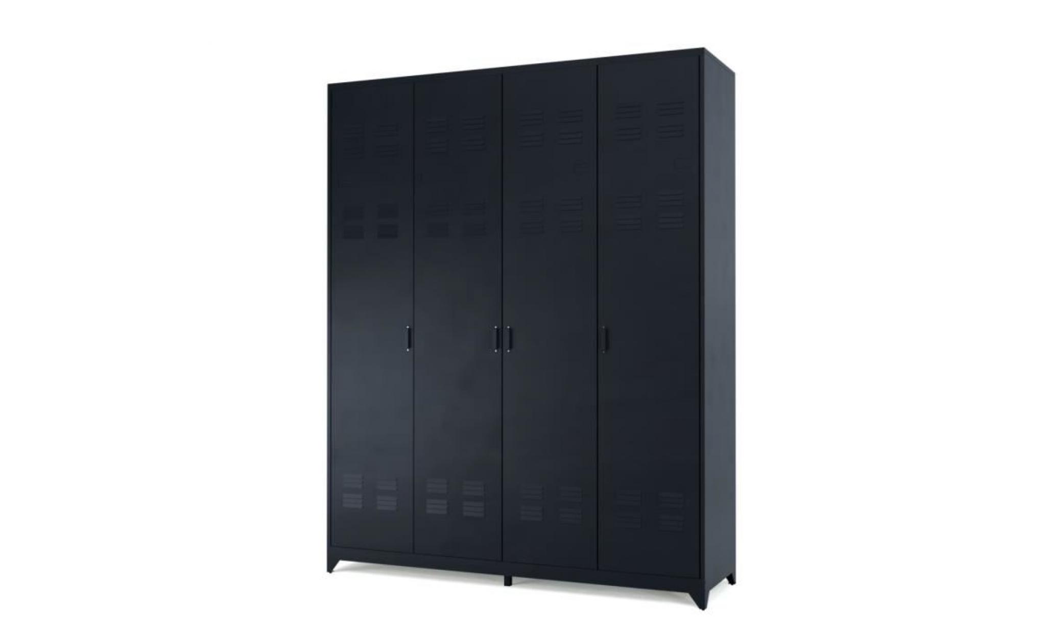 camden armoire vestiaire style industriel en métal noir laqué   l 170 cm