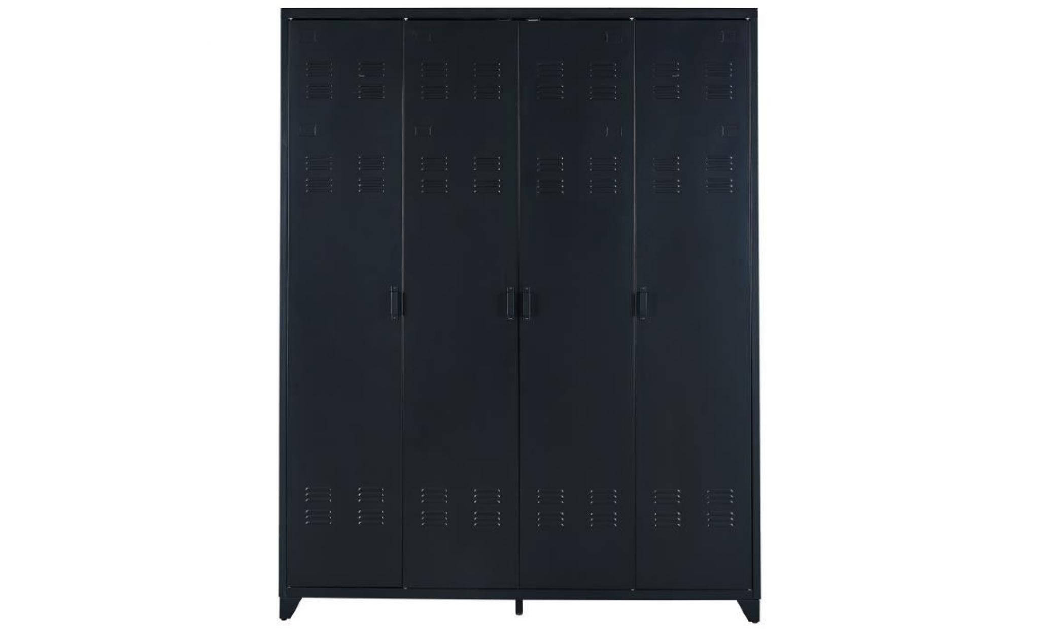 camden armoire vestiaire style industriel en métal noir laqué   l 170 cm pas cher
