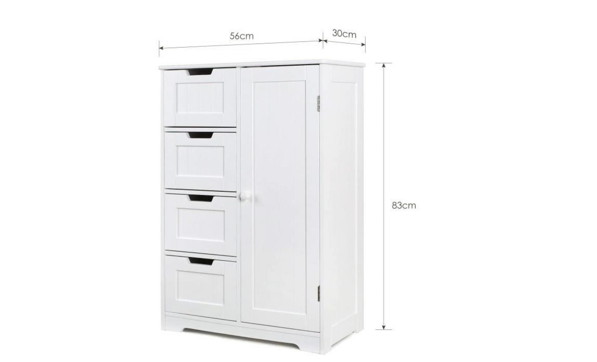campagne meubles de rangement commode armoire blanche pour chambre salle de bain (blanc 4 tiroirs 1 porte) pas cher