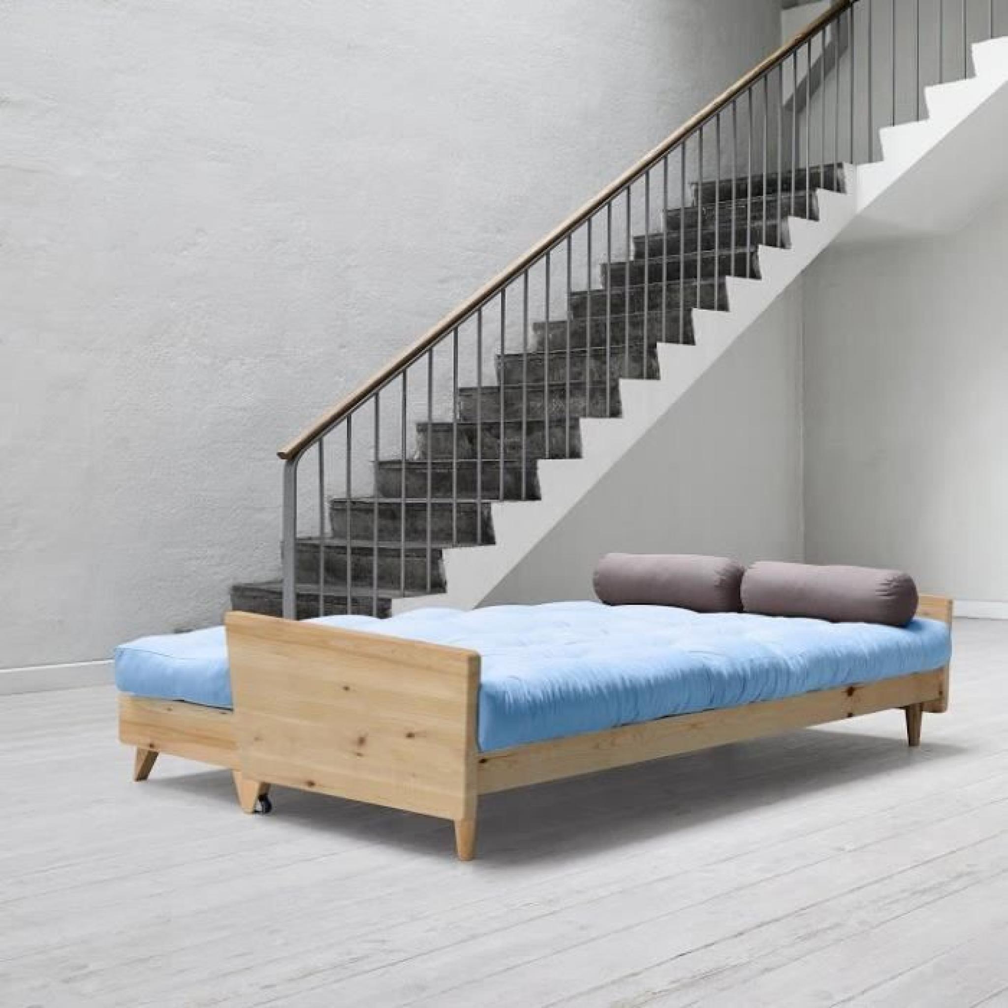 Canapé 3/4 places convertible INDIE style scandinave matelas futon couchage 130*190cm pas cher