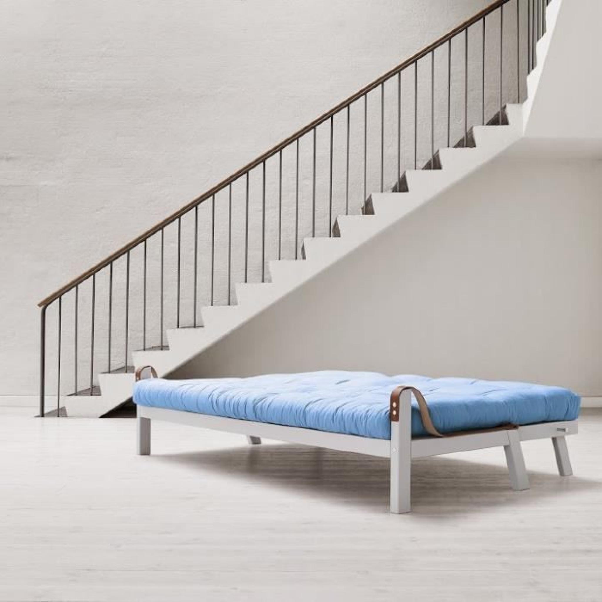 Canapé blanc 3/4 places convertible POETRY matelas futon couchage 130*190cm pas cher