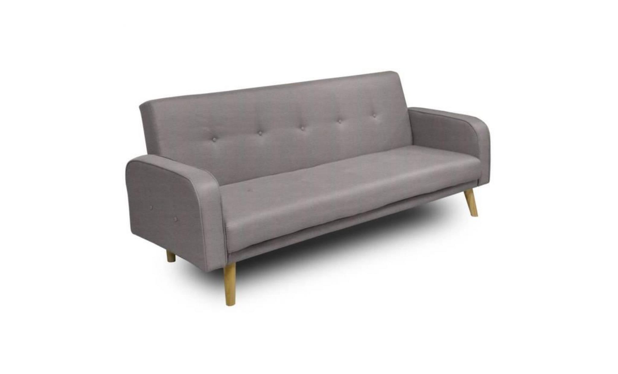 canapé clic clac goteborg gris taupe convertible style scandinave couchage 113*180cm