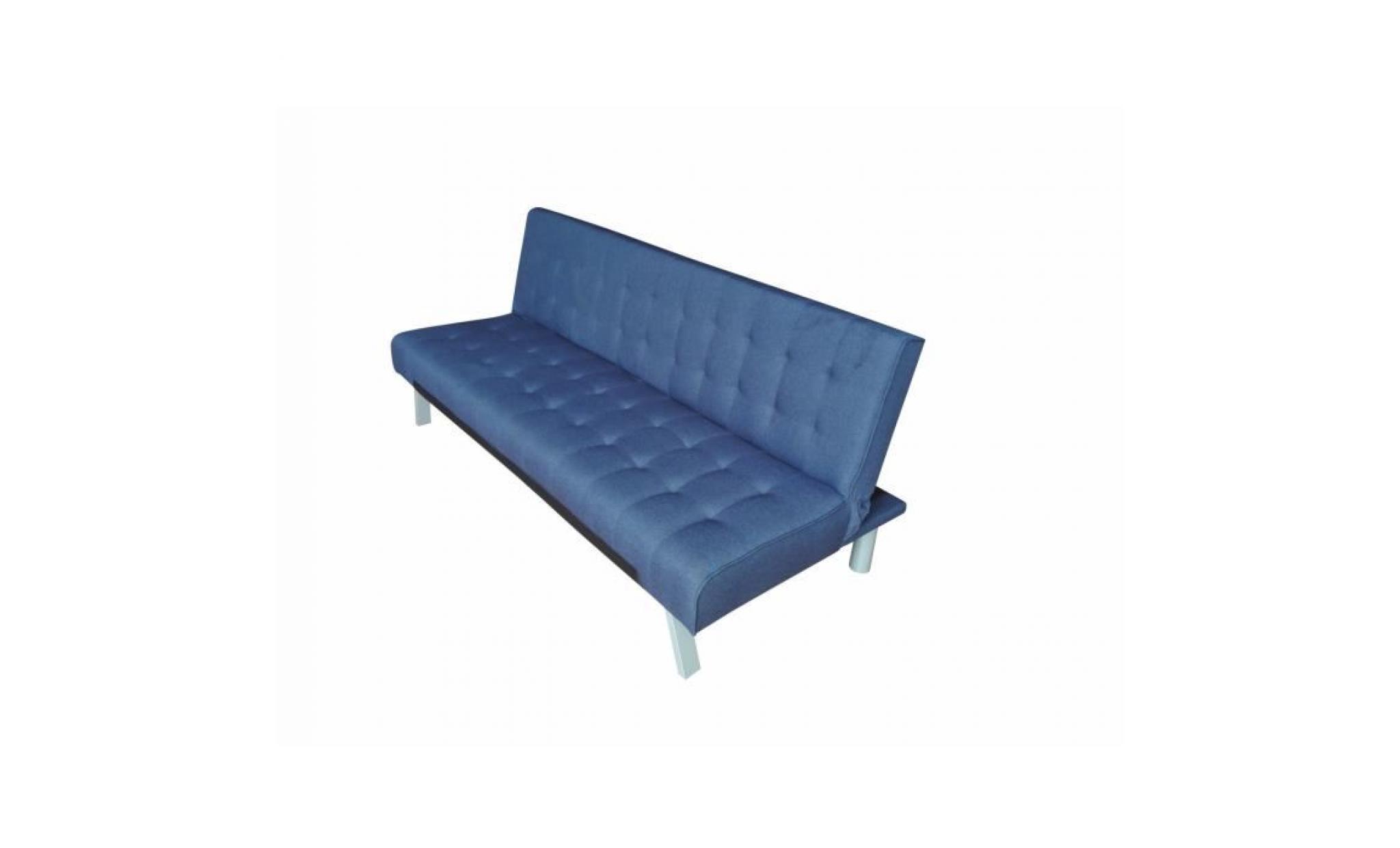 canapé clic clac style moderne 180x80 cm en tissu coloris bleu p 36646 co bleu pas cher