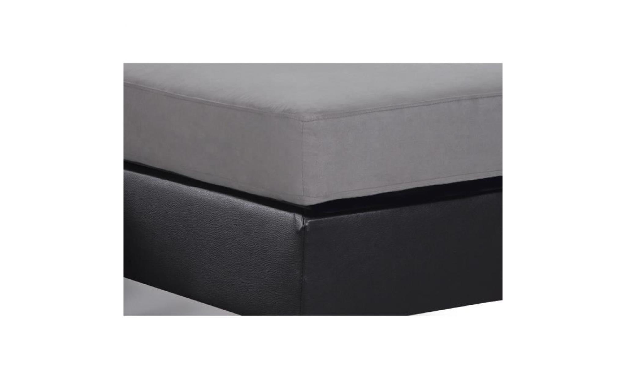 berlin canapé d'angle réversible 3 places   simili noir et tissu gris anthracite   contemporain   l 185 x p 128 cm pas cher