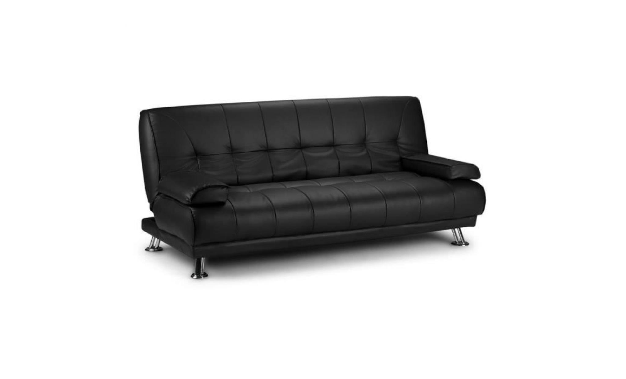 canapé lit ajustable clic clac en cuir artificiel pour intérieur maison avec 2 oreillers noir