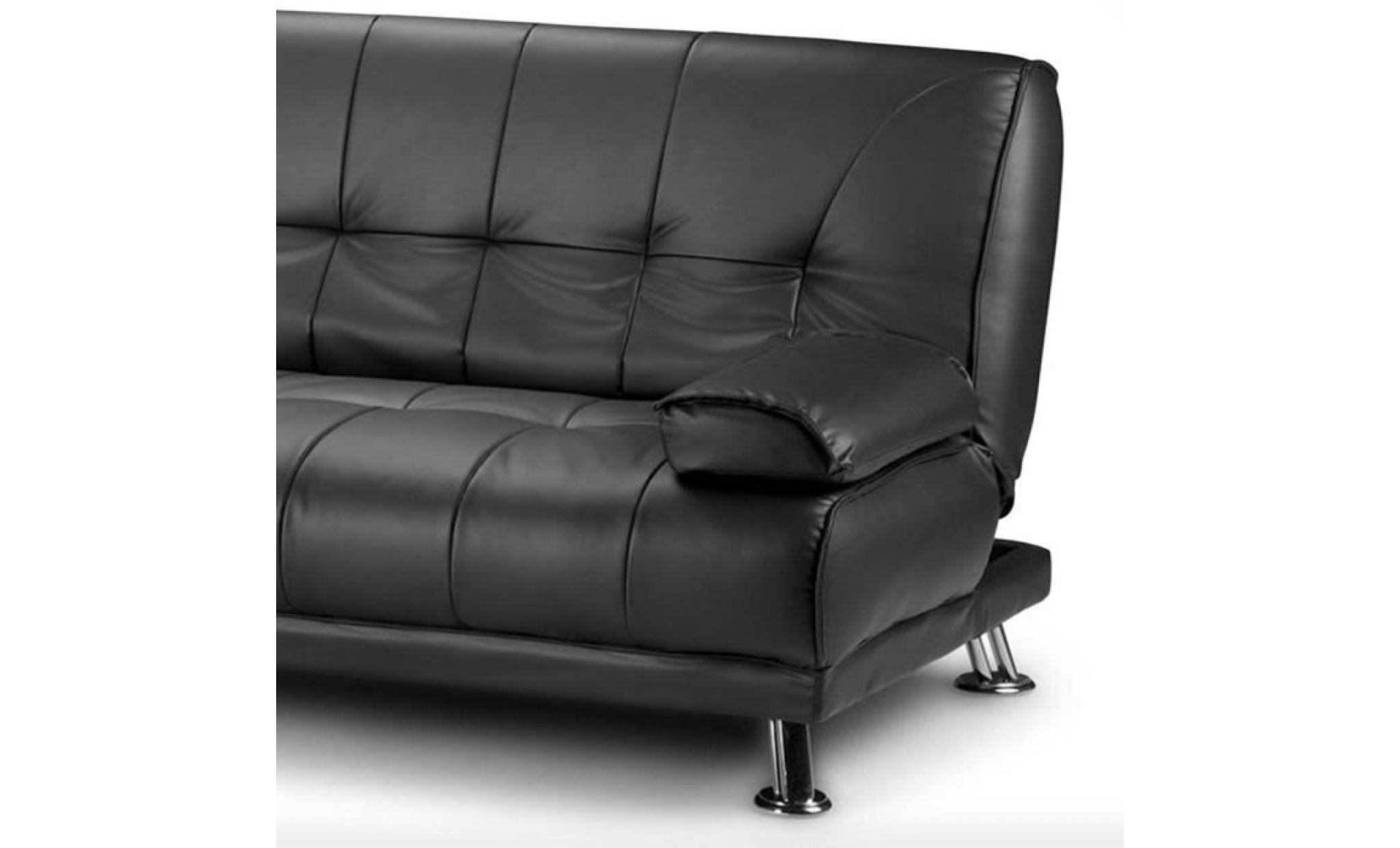 canapé lit ajustable clic clac en cuir artificiel pour intérieur maison avec 2 oreillers noir pas cher