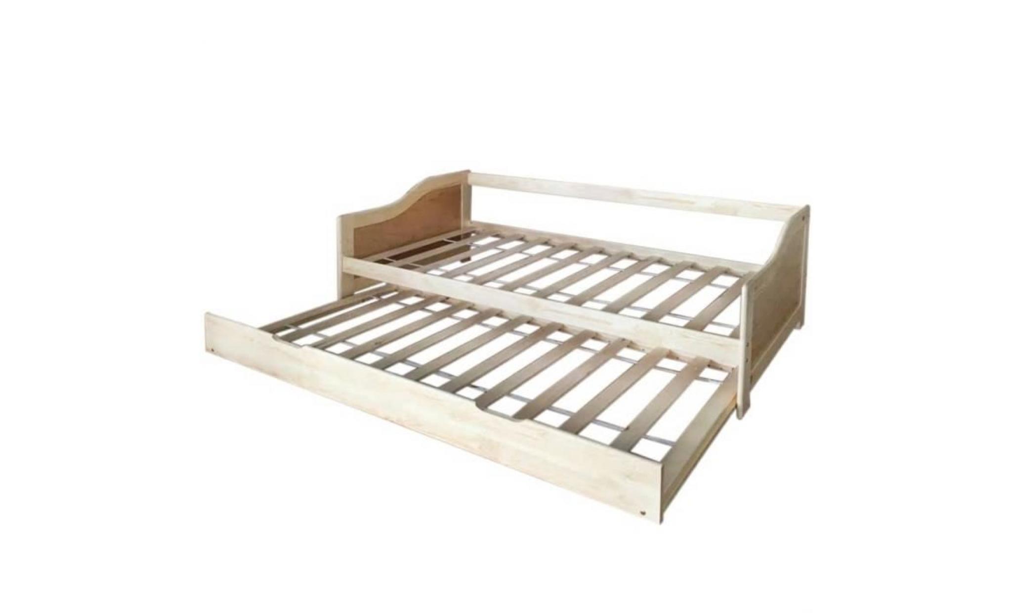 canapé lit de jour bois de pin naturel 200 x 90 cm pas cher