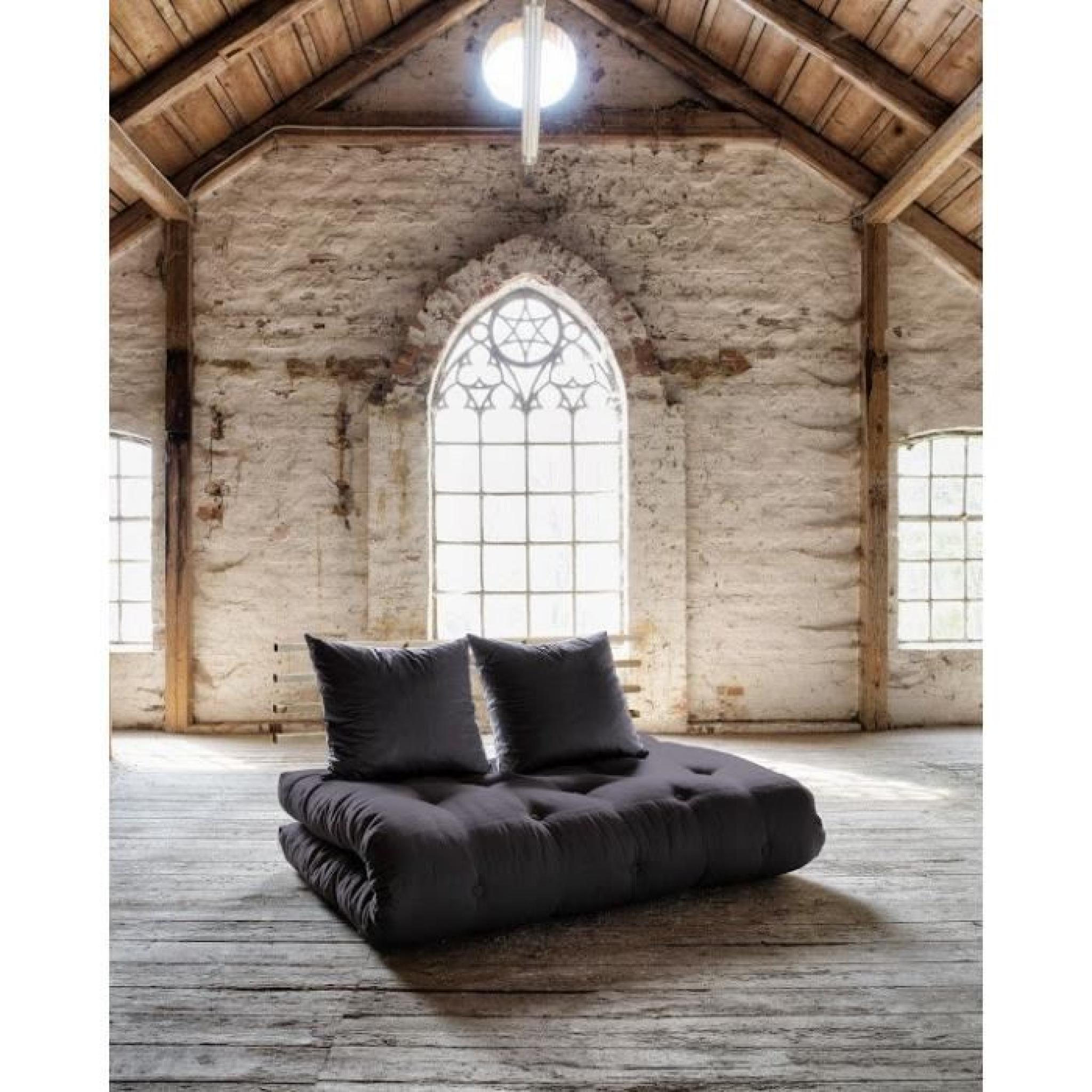 Canapé lit en pin massif SHIN SANO futon grey graphite couchage 140*200cm
